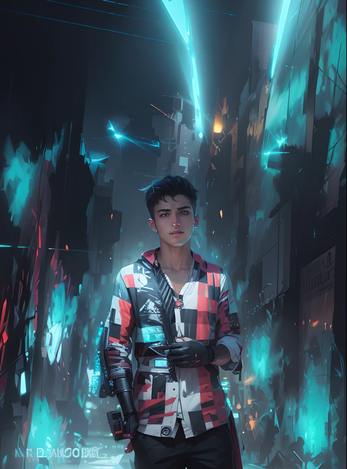 Change background cyberpunk handsome boy realistic fac 8k ultra realistic