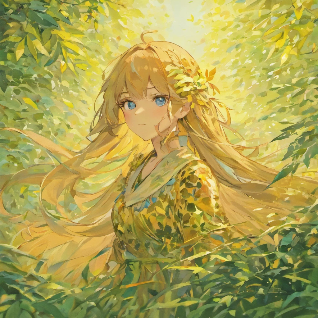 Drawing of a woman with long hair and blue eyes in a field of leaves, Together with a beautiful tiger, beautiful digital art, beautiful digital art, Beautiful UHD 4K Art, beautiful digital art, a beautiful artwork illustration, Lovely digital painting, Very beautiful digital art, beautiful digital painting, Beautiful Autumn Spirits, beautiful fantasy art portrait, beautiful digital art, Autumn wind, beautiful character painting