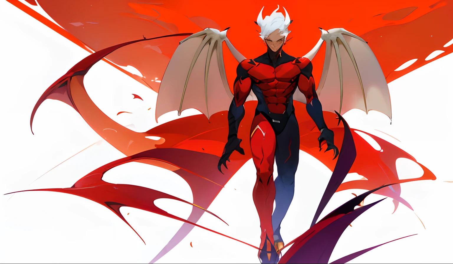 a drawing of a male figure with wings and a body, male aeromorph, demon male, human male demon, full body savage devilman, man male demon, human body with dragon features, full body devil man, male djinn man demon hybrid, full body dragon concept, muscled humanoid balrog demon, dragon-shaped human, winged human