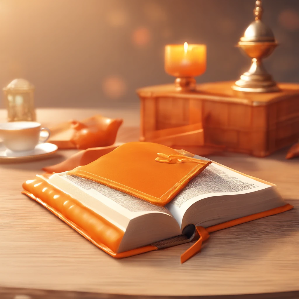 An illustration of an icon application with a bible, book, orange color, and a cross. (best quality,4k,8k,highres,masterpiece:1.2),ultra-detailed,(realistic,photorealistic,photo-realistic:1.37),HDR,UHD,studio lighting,ultra-fine painting,sharp focus,physically-based rendering,extreme detail description,professional,vivid colors,bokeh,icons,illustration,religion,bible,book,orange color,cross,spiritual,meaningful,abstract,light and shadow,depth and texture --auto