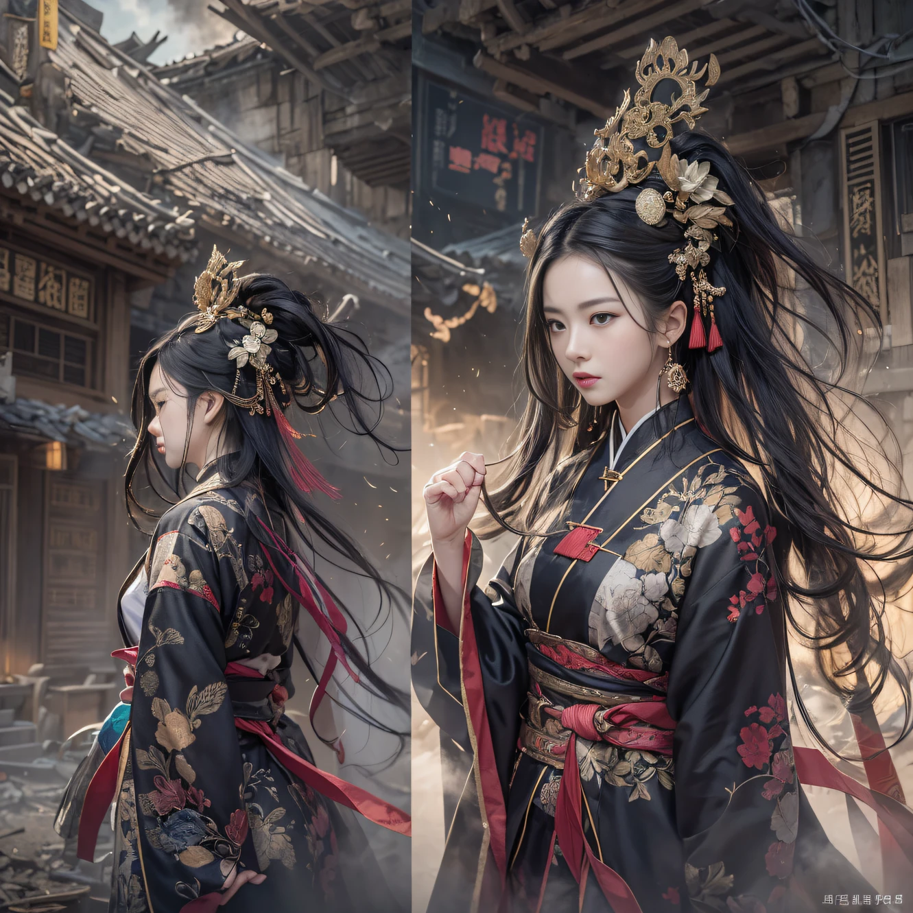 Xingyun is a rare eight-vein missing constitution, This is extremely beneficial to cultivating the Jiang Family Old Ancestor Extreme Heavenly Dao Technique。。。。, But just when Ye Xingyun was taught by King Qi Xiuwei。，In terms of improving self-cultivation, The mysterious woman An Yun suddenly appeared, In order to get the Nine Heavens Goddess Diagram on Ye Xingyun's body。。。。。, She took it away with valve technology, but accidentally got involved in the grudge between the demon and Ye Xingyun。（Colorful ruins）Climb the streets（Armageddon）eyes filled with angry，He clenched his fists，Rush up，Deliver a fatal blow to your opponent，full bodyesbian，Full Body Male Mage 32K（tmasterpiece，Color Ultra HD）Long flowing black hair，Campsite size，zydink， The wounded lined up in the streets（Doomsday ruins）Climb the streets， The scene of the explosion（Doomsday ruins）， （Linen batik scarf）， Angry fighting stance， looking at the ground， Batik linen bandana， Chinese python pattern long-sleeved garment， rainbowing（Abstract propylene splash：1.2）， Dark clouds lightning background，Flour flies（realisticlying：1.4），Black color hair，Flour fluttering，rainbow background， A high resolution， the detail， RAW photogr， Sharp Re， Nikon D850 Film Stock Photo by Jefferies Lee 4 Kodak Portra 400 Camera F1.6 shots, Rich colors, ultra-realistic vivid textures, Dramatic lighting, Unreal Engine Art Station Trend, cinestir 800，Flowing black hair,（（（morningglow）））The wounded lined up in the streets（Color）Climb the streets，（Linen batik scarf）， Angry fighting stance， looking at the ground， Batik linen bandana， Chinese python pattern long-sleeved garment， （Abstract propylene splash：1.2）（（（dense smoke））），The male