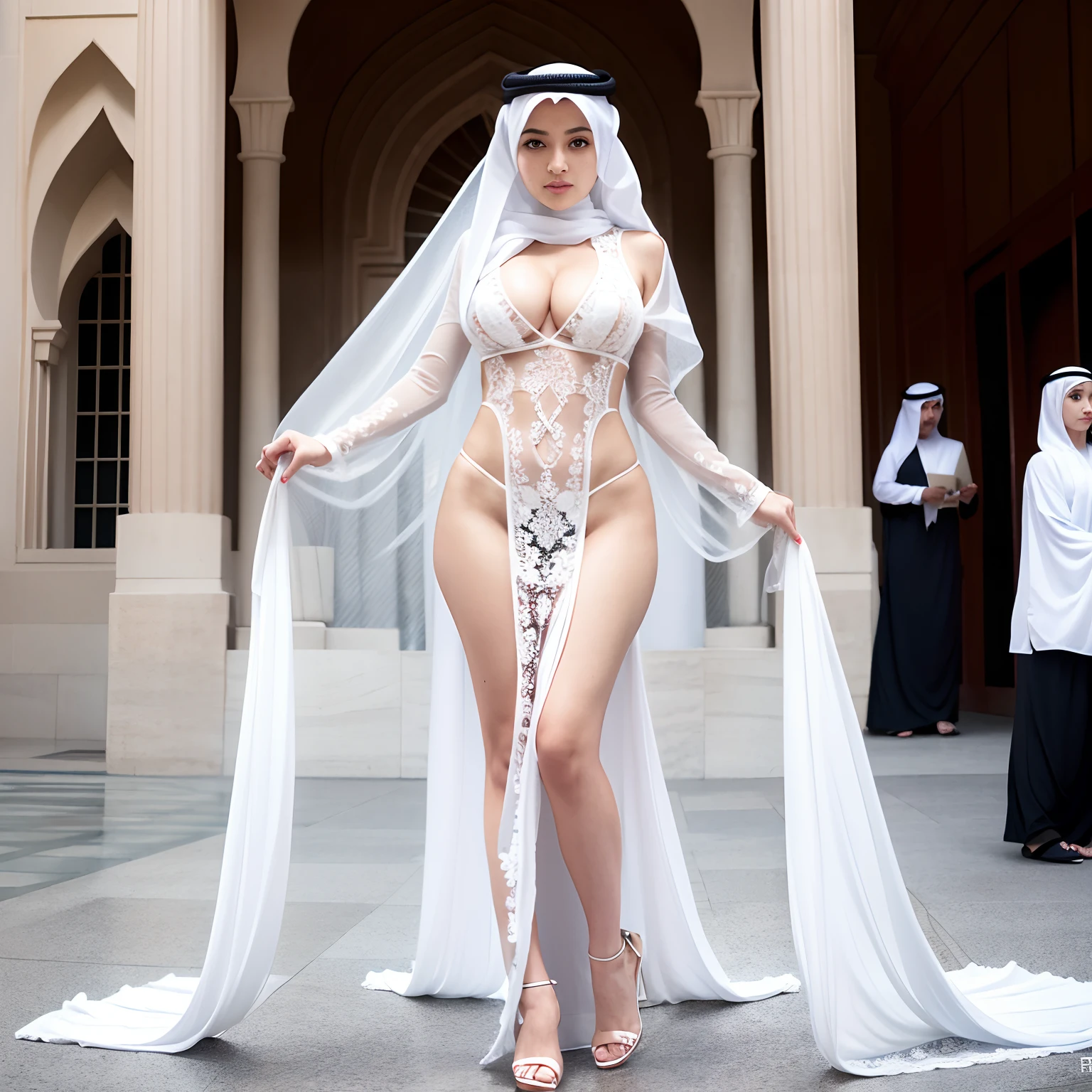 , design dress,Arab, family, gruop, men, people, big titts, hijab, street, Dubai, see through clothes (ultra-detailed), highest quality, ((an extremely delicate and beautiful)), (beautiful detailed eyes), cute eyes, red eyes, fu, elegant pose, perfect body, (illustration), large breasts, focus on eyes, chain outfit , , chilull body