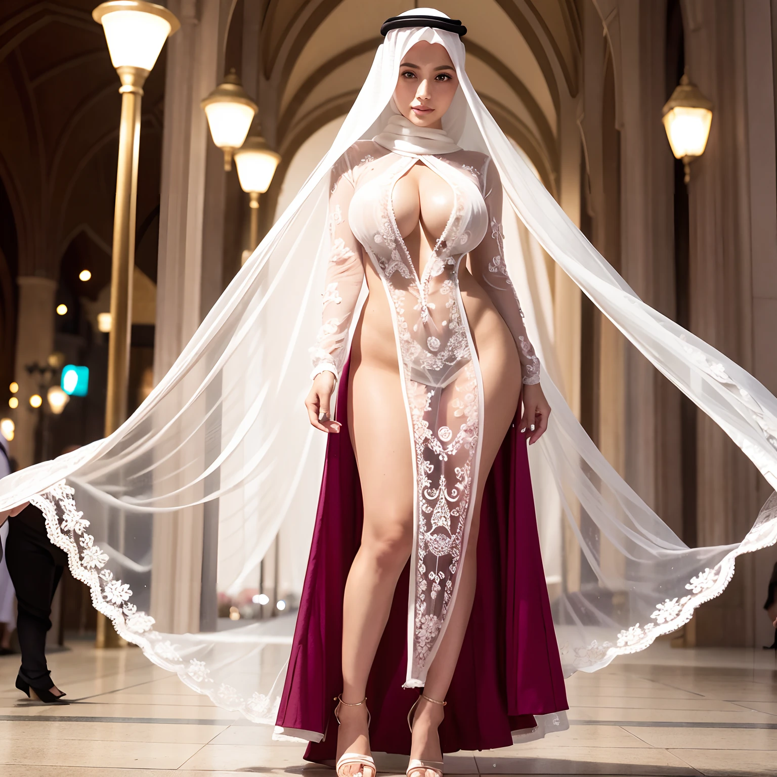 , design dress,Arab, family, gruop, men, people, big titts, hijab, street, Dubai, see through clothes (ultra-detailed), highest quality, ((an extremely delicate and beautiful)), (beautiful detailed eyes), cute eyes, red eyes, fu, elegant pose, perfect body, (illustration), large breasts, focus on eyes, chain outfit , kids, children , full body