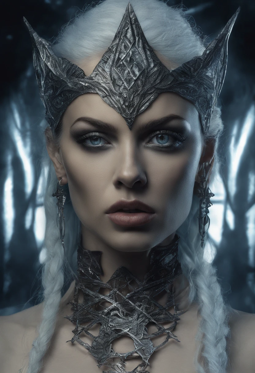 Young Megan Fox and Scarlett Johansson as 2 Elven ladies, (2girls), Duo, Cinematic Lighting, Greek Style Square, Sunlight, Tyndall Effect, Elf Maiden and Elf Queen, 20 & 28 Years Old, Silver Crown, BREAK (((Tribal face Tattoos))), BREAK (((Tribal Cheek Tattoos))), BREAK (((face piercings))), (((pointy elf ears))) BREAK, Silver Gradient Hair, Ice Blue Eyes, Big Cute Eyes, Extreme Light and Shadow, White Long Dress, ((Best quality)), ((masterpiece)), (highly detailed:1.3), 3D, beautiful (cyberpunk:1.3), bold colours and patterns, eye-catching accessories, trendy and innovative hairstyle, vibrant makeup, neon signs, LED lights, bright and vivid color scheme, detailed skin texture, detailed cloth texture, beautiful detailed face, intricate details, ultra detailed, best quality, ultra high res, (photorealistic: 1.4), Raw photo, by Ellen von Unwerth, Nikon D850 Film Stock Photography, F1.6 Lens, Rich Colors, Realistic, Cinestill 800, backlight, rimlighting, studiolighting