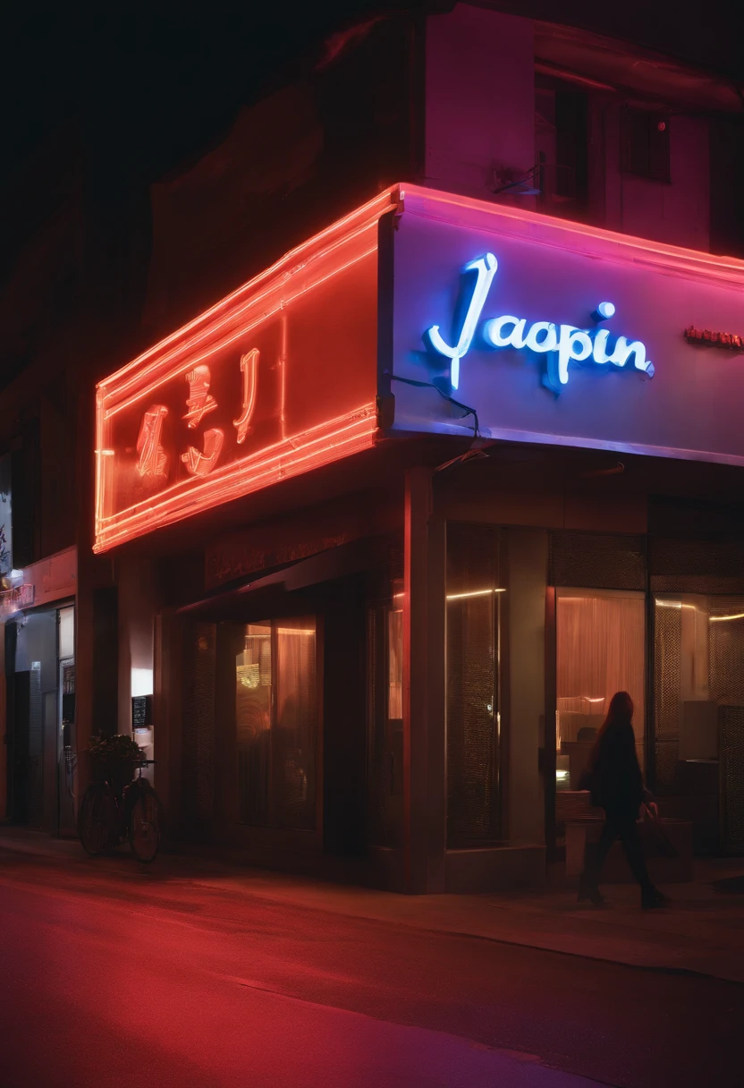 * **Scene:** A city street at night
* **Subject:** A building with a neon sign that says "japin.net"
* **Details:**
* The building is tall and modern, with a sleek design.
* The neon sign is bright and colorful, with a flowing script.
* The sign is lit up, casting a warm glow on the street below.
**Additional instructions:**
* The image should be high-resolution and well-lit.
* The building should be the main focus of the image, with the neon sign prominently displayed.
* The image should create a sense of excitement and intrigue.