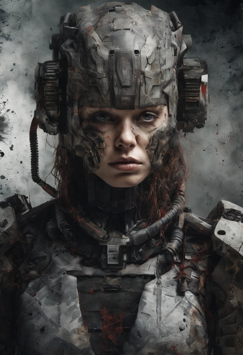 Beautiful hyperrealistic photograph of cute Young Swedish woman with Runic tattoos, ((dirty face Blood splattered)), (((wearing full heavy mecha armor, combat harness, Neon highlights))) Short Red Dreadlocks, (((sitting in chair pose))), interior of Military Facility background, Camo netting, Ammo Boxes abstract beauty, near perfection, pure form, Golden Ratio, concept art, By Brian Froud and Carne Griffiths and Wadim Kashin, intricate detail, 8k post-production, High resolution, super Detail, trending on ArtStation, sharp focus, studio photos, intricate detail, Very detailed, By Greg Rutkowski