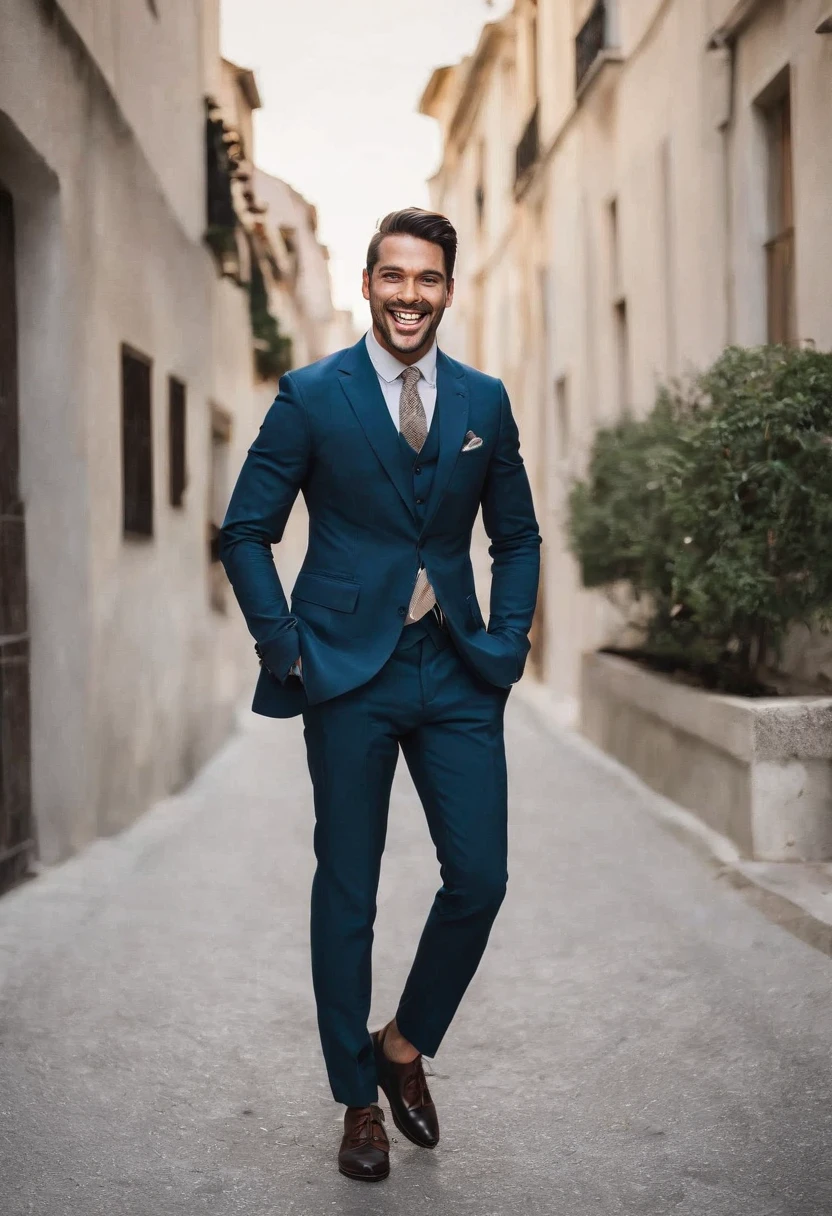**Image prompt:**
* **Subject:** A stylish man with a big smile, shouting "Yeah!"
* **Details:**
* The man is wearing a well-tailored suit and tie.
* He is standing with his arms raised in the air, his fist clenched in triumph.
* His face is lit up with joy, and he is clearly excited about something.
**Additional instructions:**
* The image should be high-resolution and well-lit.
* The man should be the main focus of the image.
* The image should create a sense of excitement and triumph.