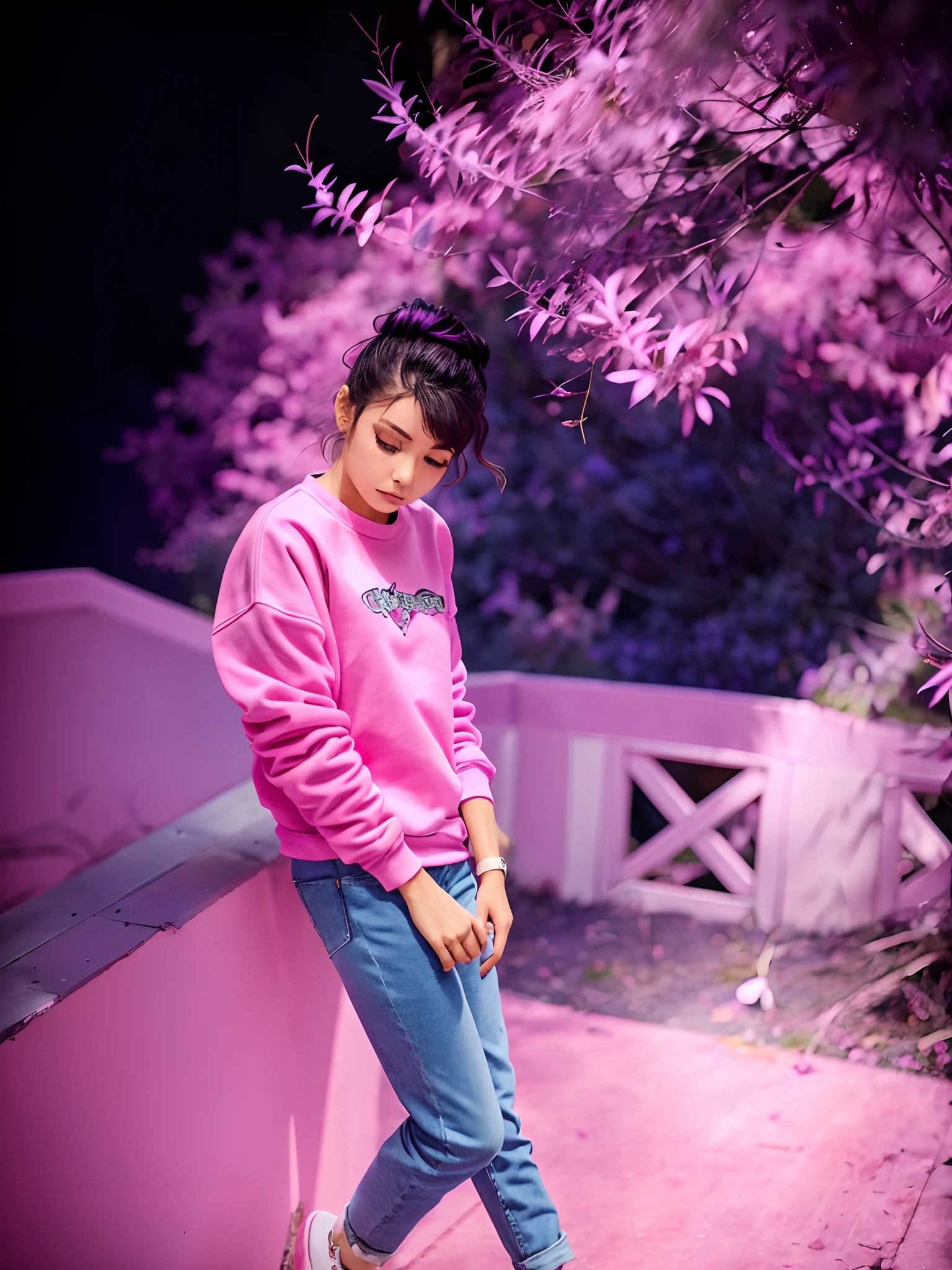 Purple and pink colour sweatshirt