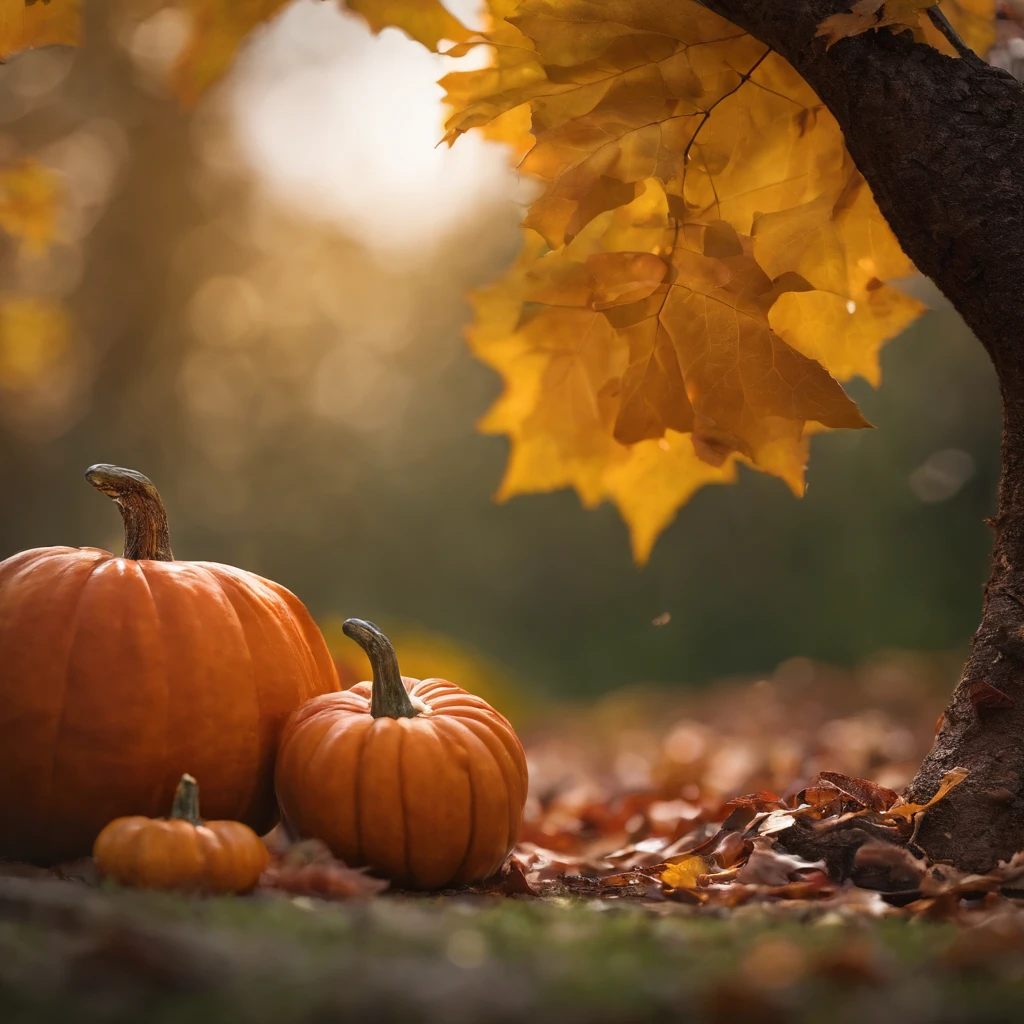 an ant on the top of Halloween pumpkin,in a panoramic view,(tmasterpiece,best qualityer:1.2),very delicate beautiful,the best lights,The best shadow,Render the background, stylized 3d render,Beautiful scenery, Autumn, Red maples fly, Long lens tracking photography
