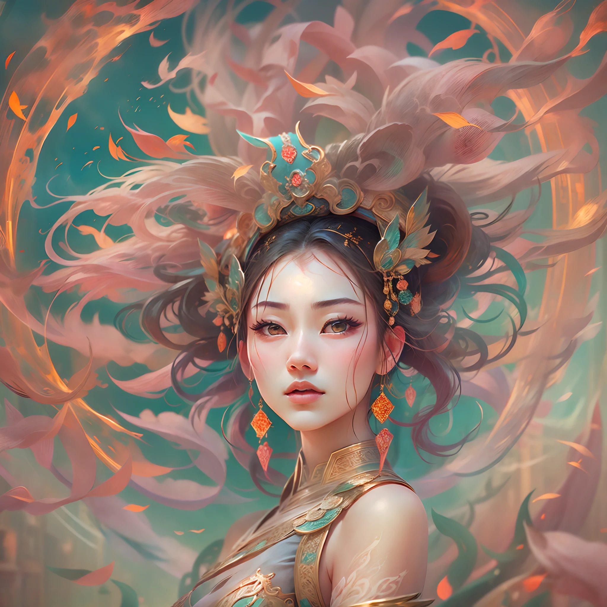 Dunhuang Flying Sky、Beautuful Women、Delicate skin、hyper-detailing、colors full