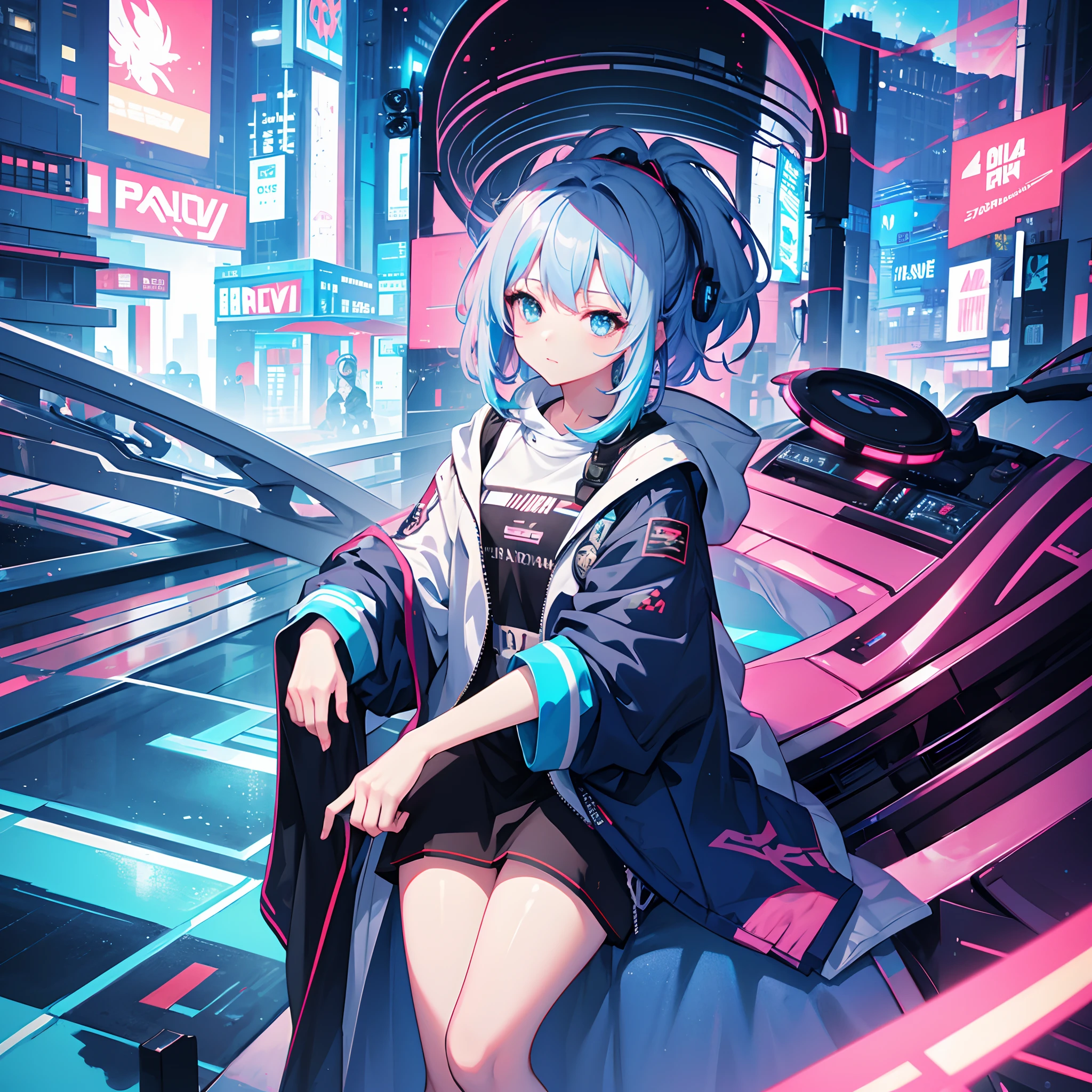 himeko honkai impact,PastelColors, sit on sport car, dome、cute little、Music Background, 1girl, wearing sci-fi clothes,ask to follow, aquatic sci-fi, absurdres, high res, ultrasharp, 8K, masterpiece, looking at viewer,masterpiece, high quality, highres, absurdres, ultra-detailed, 8k, 1girl, platinum grey hair, blue hair, multicolored hair, gradient hair, looking at viewer, colorful eyes, colorful hoodie, (sci-fi city), portrait, digital cyberpunk anime art, best anime 4k konachan wallpaper, trending on artstation pixiv, anime style 4 k, digital cyberpunk - anime art, guweiz on pixiv artstation, hand not visible