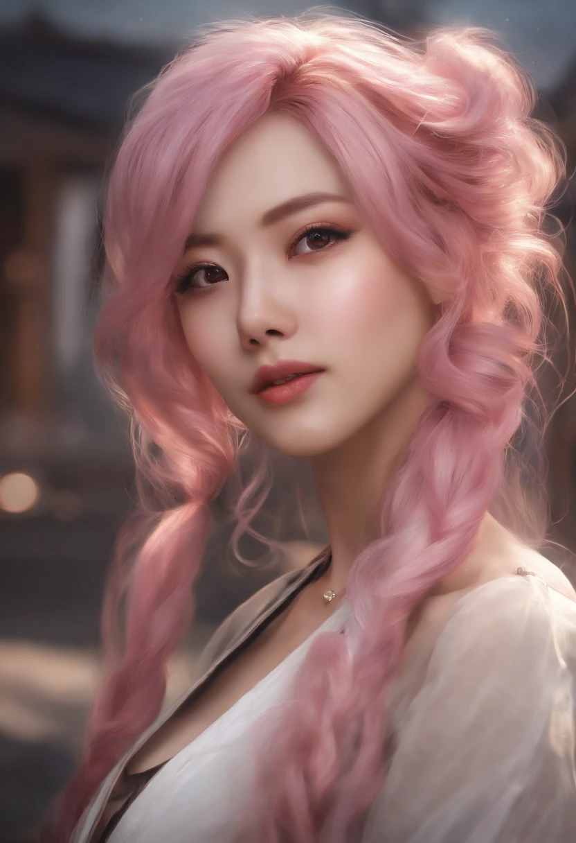 pink hair, streaked hair, twintails, shiny hair,one eye closed, amber eyes, open mouth, saliva, licking lips, Romanticism, Genre painting, chiaroscuro, cinematic lighting, panorama, perspective, Sony FE GM, UHD, anatomically correct, retina, high quality, high details, textured skin, highres,Japanese-style interior scene,tatami mats,sensual lingerie,Mature style,Large breasts,Full cleavage,Full body like
