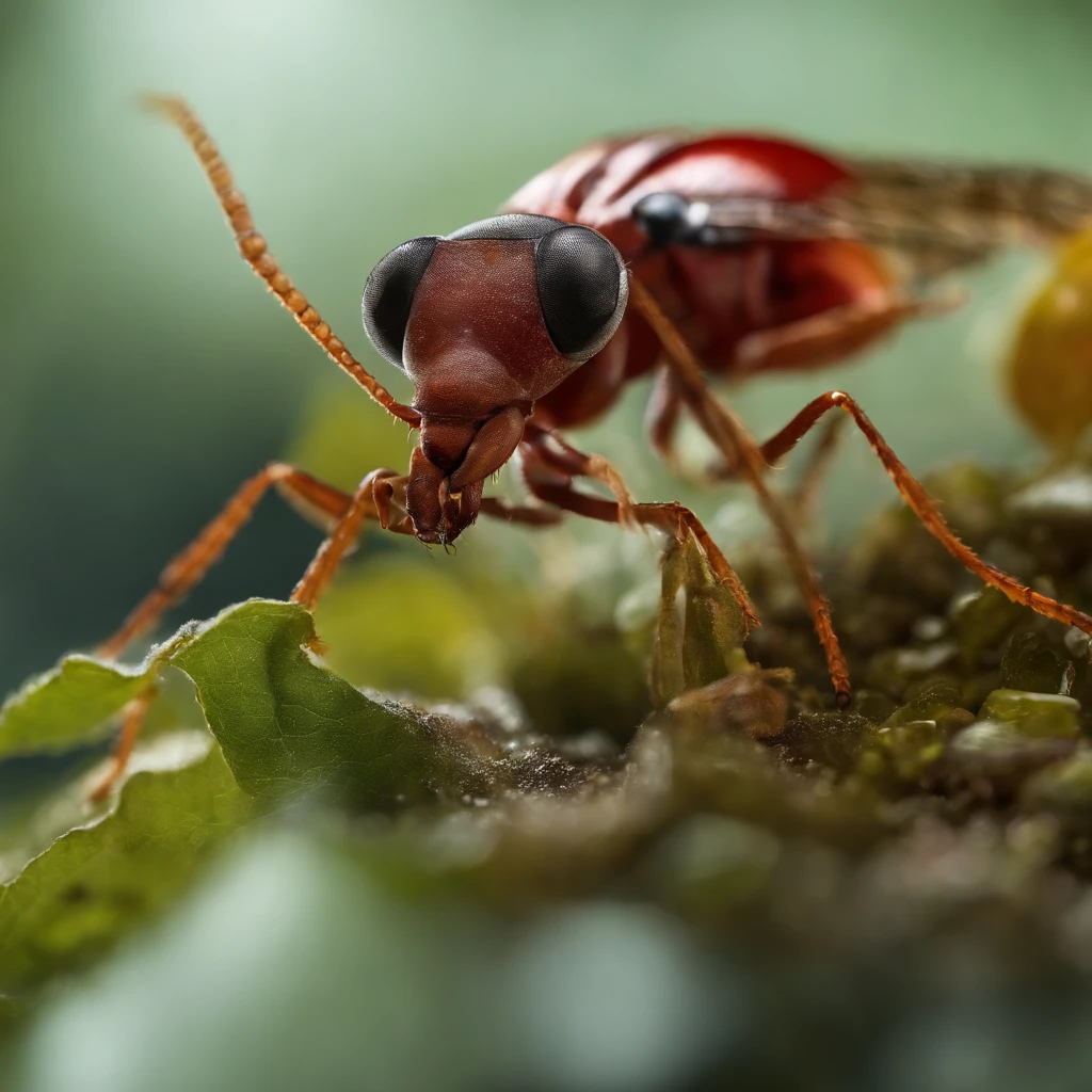 a golden transparent ant on a pile of gem, (masterpiece,best quality:1.2),200 mm 1.4F macro shooting,very delicate beautiful,the best lights,The best shadow,Render the background, stylized 3d render,Beautiful scenery, Autumn, Red maples fly, Long lens tracking photography