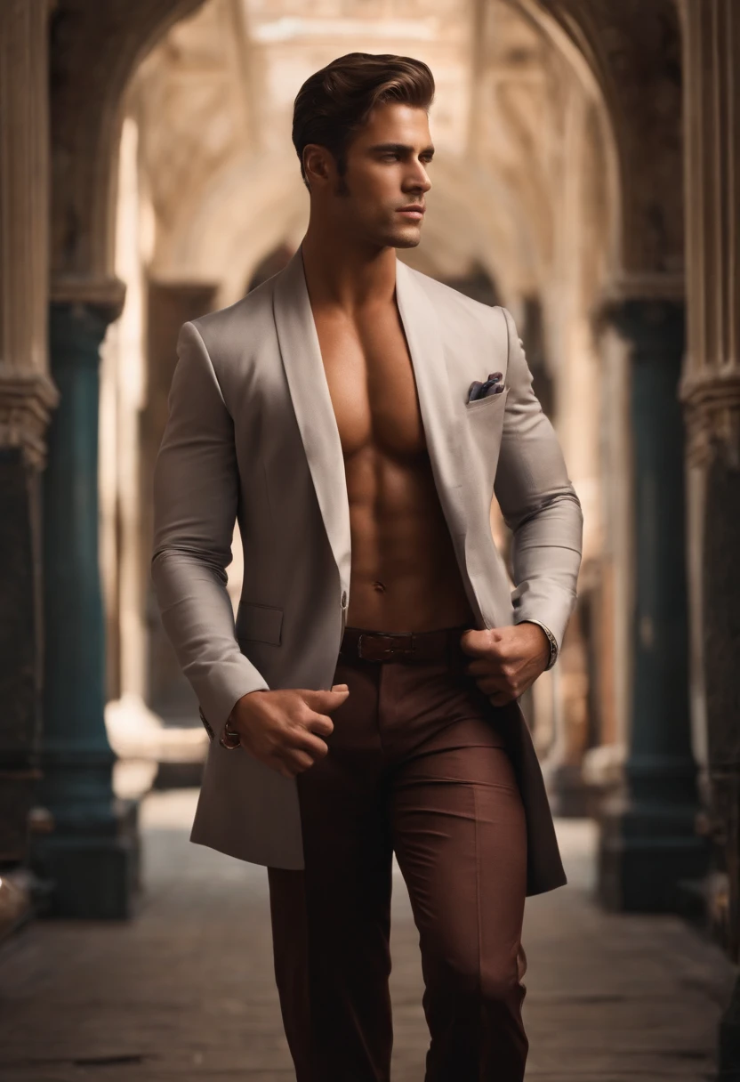 Um pai brasileiro bonito e musculoso hiper musculoso, 20 anos, pele detalhada, olhos castanhos, em um desgastado (( Erotic Skin Revealing Jacket, peitos )), (steel metal [descansar]), elegante, Erotic, exalando energia sexual, homoerotic, Pele amarelo-acastanhada, asian male, Suor por todo o corpo, sulcos nasolabiais, sarcastic expression, sorriso maldoso, Reflexos da pele oleosa, sobrancelhas grandes, Cintura grande redonda, pele bronzeada ((totalmente vestido)), bigode fino, peitorais medios, cabelos pretos,  Middle arms, Pecs medios, biceped, Ombros, coxas medias, quadriciclos medio, Personagens Originais, retrato, viril, meticulous muscle definition, overexposure, Pitoresco, fotografia, modelshoot, Post-processing, retrato fotorrealista, Qualidade 8k , UHD 32k, melhor qualidade, Natural volumetric lighting and better shadows, profundidade de campo, foco nítido, master part, Super Detalhe, Detalhes altos, octan render, foto Annie Leibovitz, intricate scenery, cinemactic, Film, Studio Lightning, Bokeh, Sharp features
 INFO