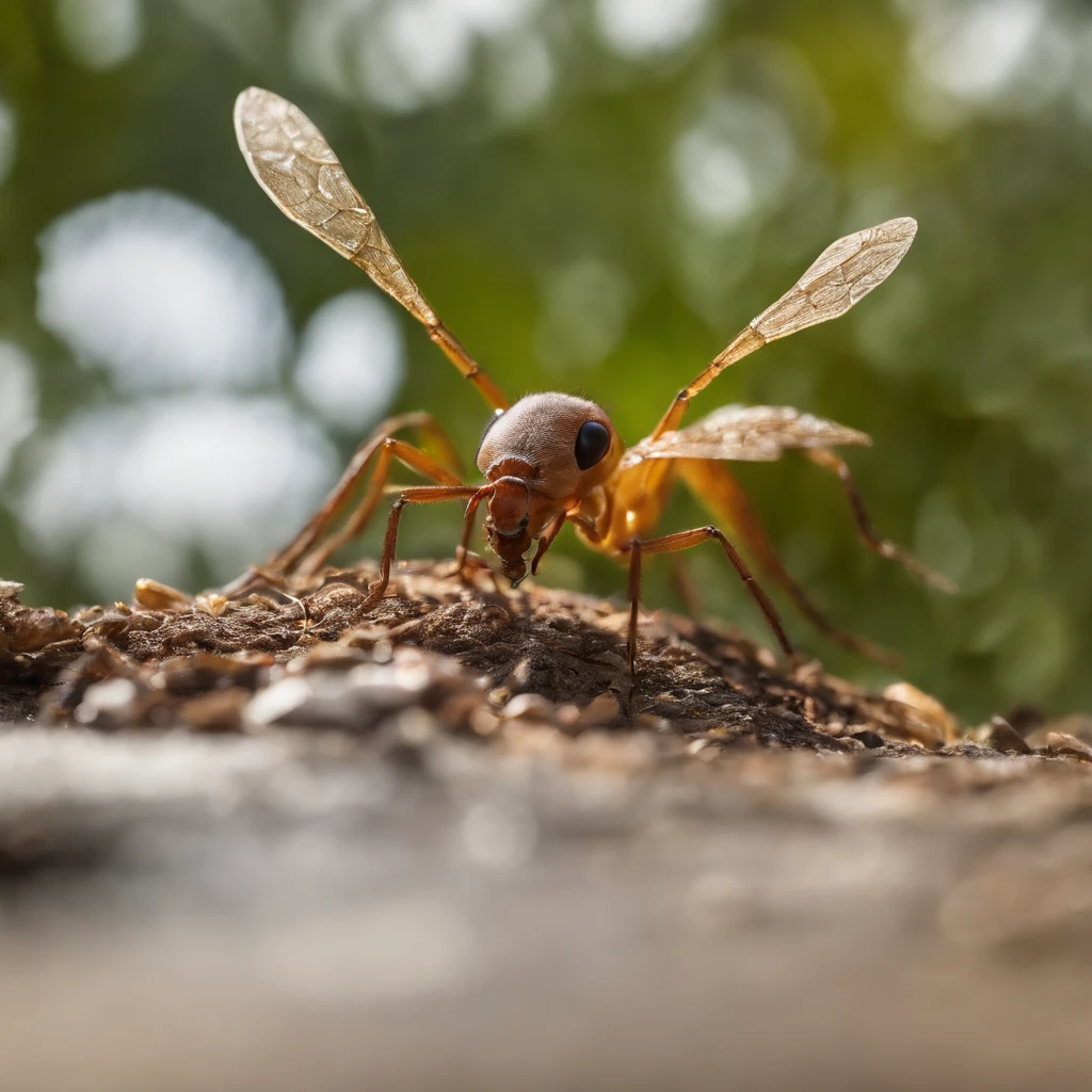 a golden transparent ant on a pile of gem, (masterpiece,best quality:1.2),200 mm 1.4F macro shooting,very delicate beautiful,the best lights,The best shadow,Render the background, stylized 3d render,Beautiful scenery, Autumn, Long lens tracking photography