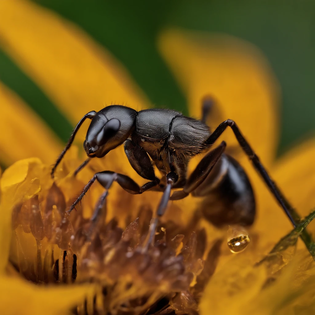 a golden transparent ant on a pile of gems, （masterpiece，best quality：1.2），200 mm 1.4F macro shooting，very delicate beautiful，the best lights，The best shadow，Render the background, stylized 3d render，Beautiful scenery, Autumn, Long lens tracking photography