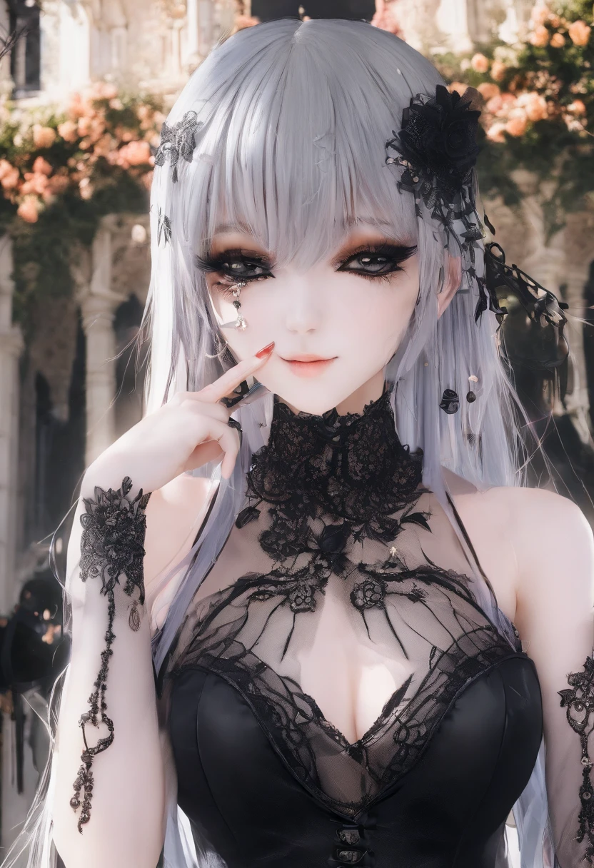 A European woman in a black latex dress poses for a photo, indoor, In front of the Eiffel Tower, Night, Flowers, Smile, Mix Vietnamese, Background blur, Focus, Professional photography, dynamic angle shot, filmgrain, Bokeh, Ray tracing, Dynamic lighting, Tilt the camera, From the front shot, Lens flare,
(((Masterpiece))), ((Best quality)), NSFW, ((intricately details)), ((Realistic)), (50mm Sigma f/1.4 ZEISS lens, F1.4, 1/800s, ISO 100, photography of:1.1), Perspective, Highly detailed, illustration, 2 girls, Big breasts, Beautiful detailed eyes, Long hair, Bang, Brown hair, Brown eyes, Black choker, Earrings, Detailed background, Perfect eyes, Seductive eyes, looking at viewert, from the front side, Gothic makeup, (No tattoos), goth girl aesthetic, goth aesthetic, goth makeup, goth vibe, gothic horror vibes, Dark Gothic Queen, gothgirl, Gothic makeup, dark hair and makeup, Gothic aesthetics, very beautiful goth top model, Gothic eyeliner, goth aesthetic, goth woman, dark make-up,