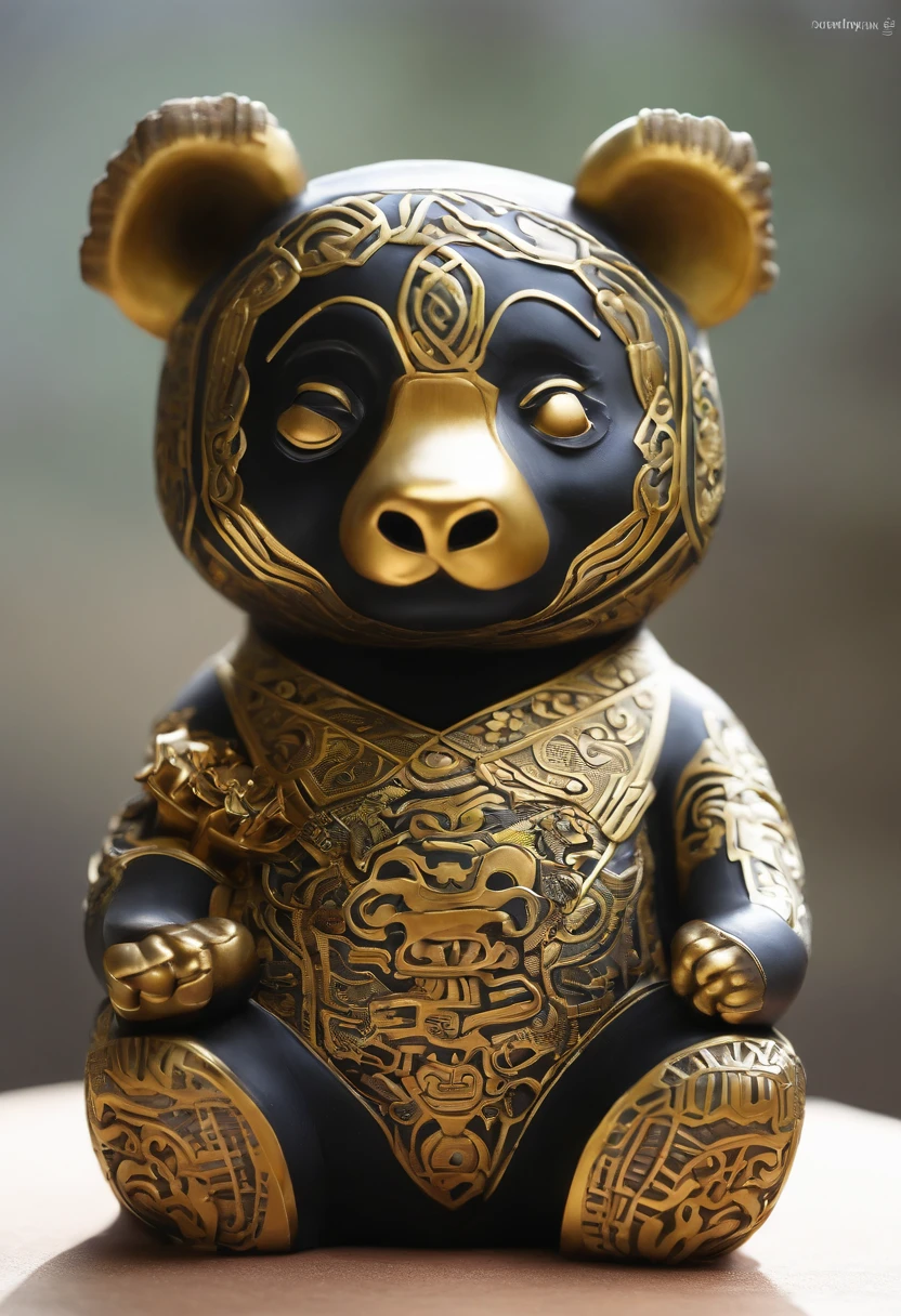 Panda, cute panda, panda trendy play, cultural relics, Sanxingdui, Chinese unearthed Sanxingdui cultural relics, bronze masks, gold masks, anthropomorphic pandas, cultural and creative, trendy art, combination of panda and Sanxingdui cultural relics, trendy ip