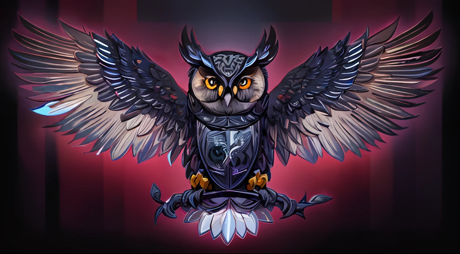 Close-up of a black and white owl with wings, highly detailed Vector art, very detailed digital art, Mechanical owl, very detailed illustration, Owl in black biker jacket, emblem of wisdom, highly detailed digital artwork, high detailed official artwork, highly detailed dark art, dark but detailed digital art, tattoo design, HD Vector Art, Barn owl symbol on the chest