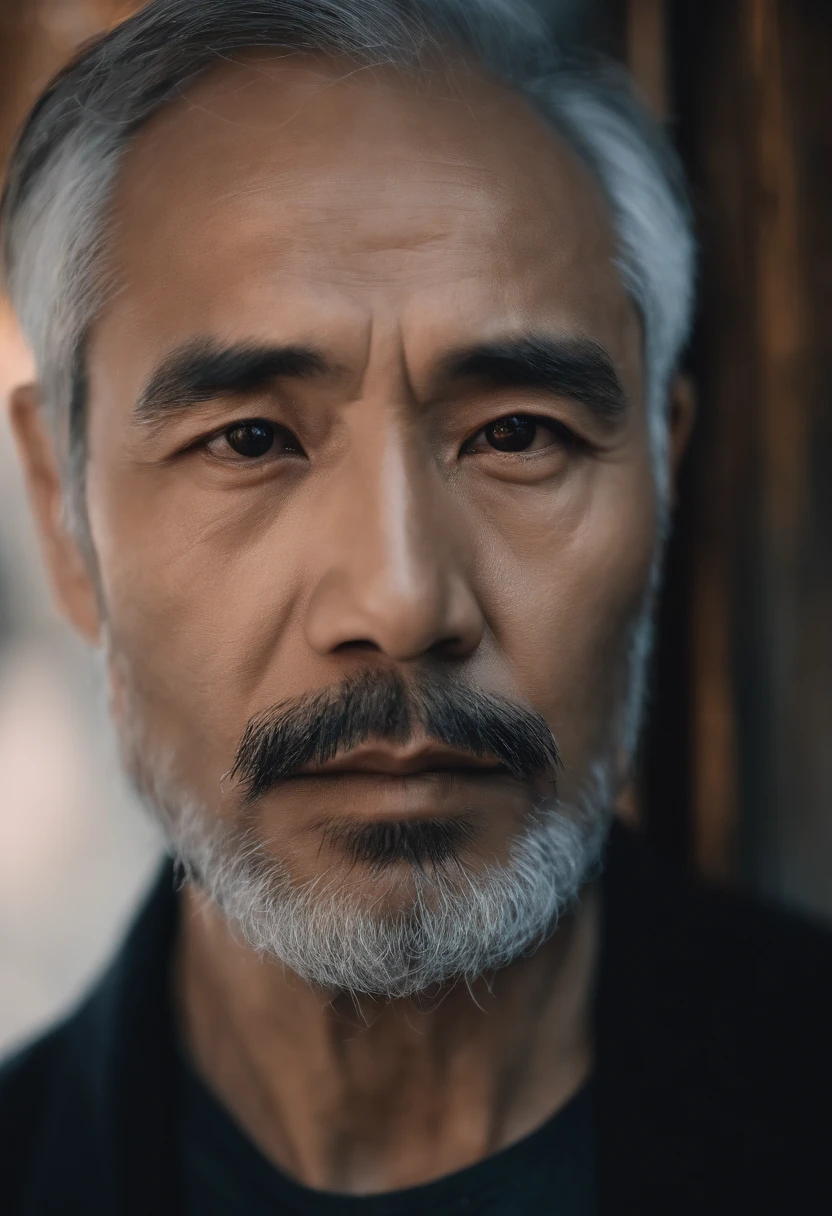 A middle-aged handsome modern poet,Asia face,Side close-up,erudite,Melancholy deep eyes