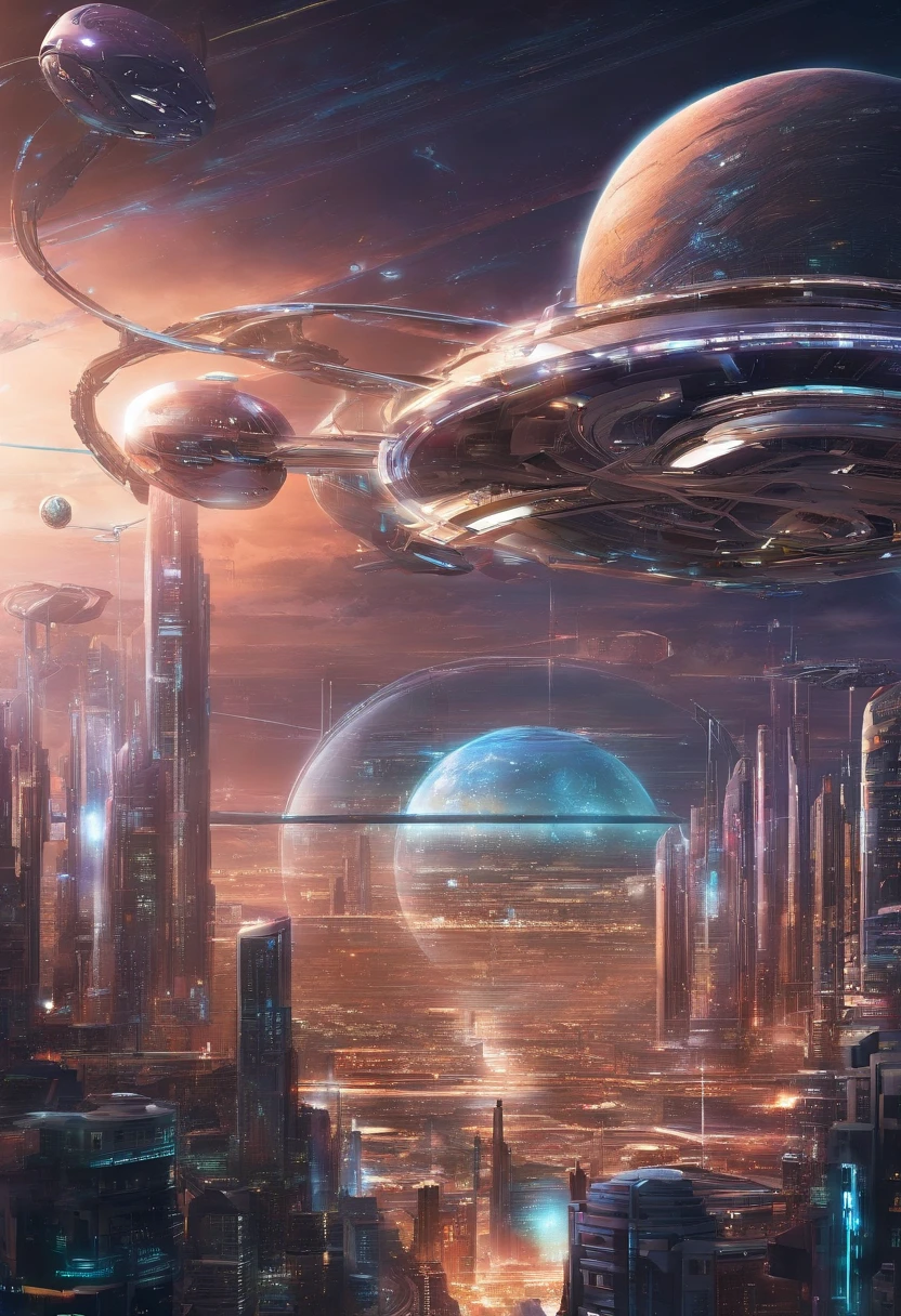 Futuristic cities、teens girl、a cool