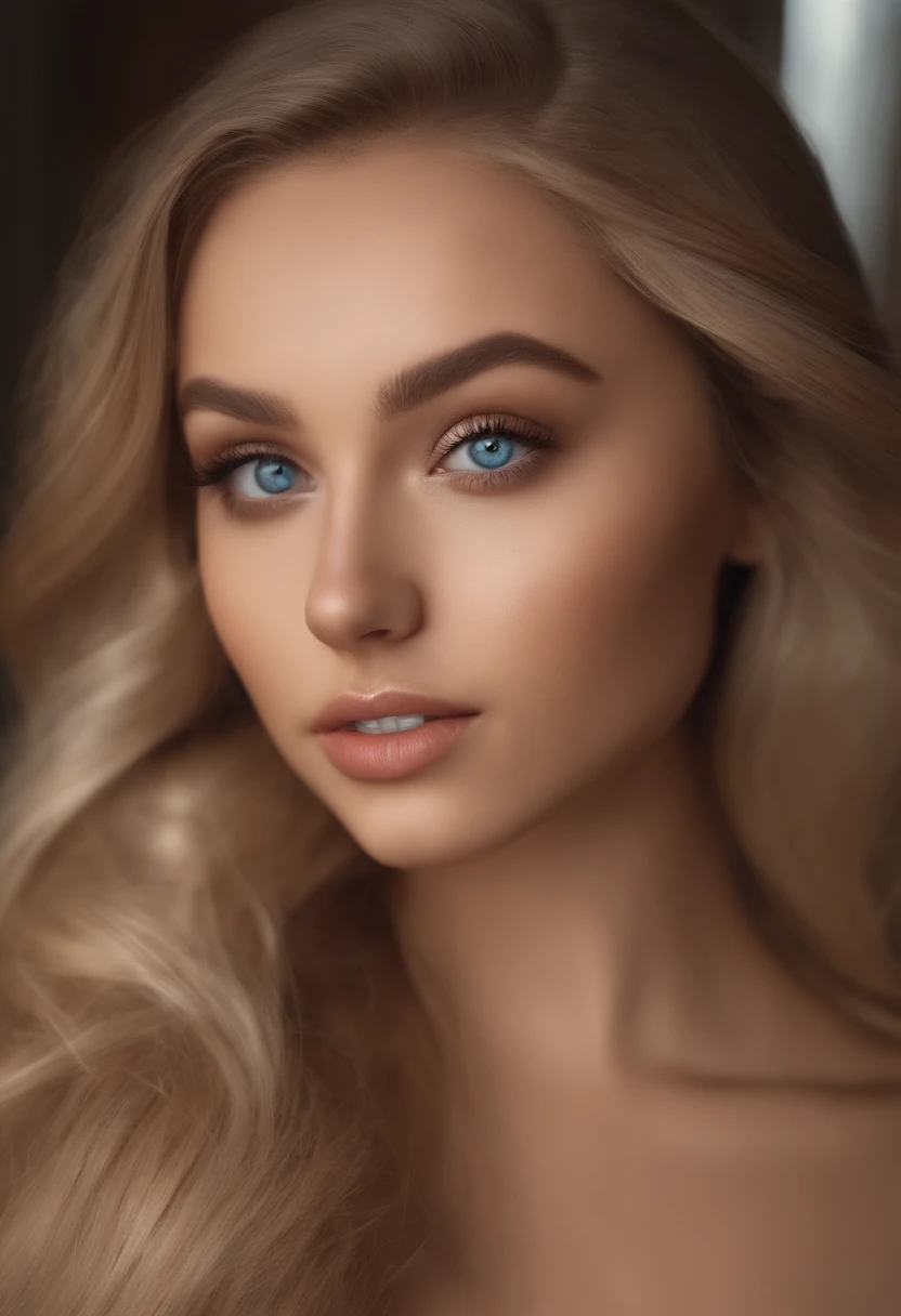 arafed woman fully , sexy girl with blue eyes, ultra realistic, meticulously detailed, portrait sophie mudd, blonde hair and large eyes, selfie of a young woman, bedroom eyes, violet myers, without makeup, natural makeup, looking directly at the camera, face with artgram, subtle makeup, stunning full body shot standing in club, medium to large size bust