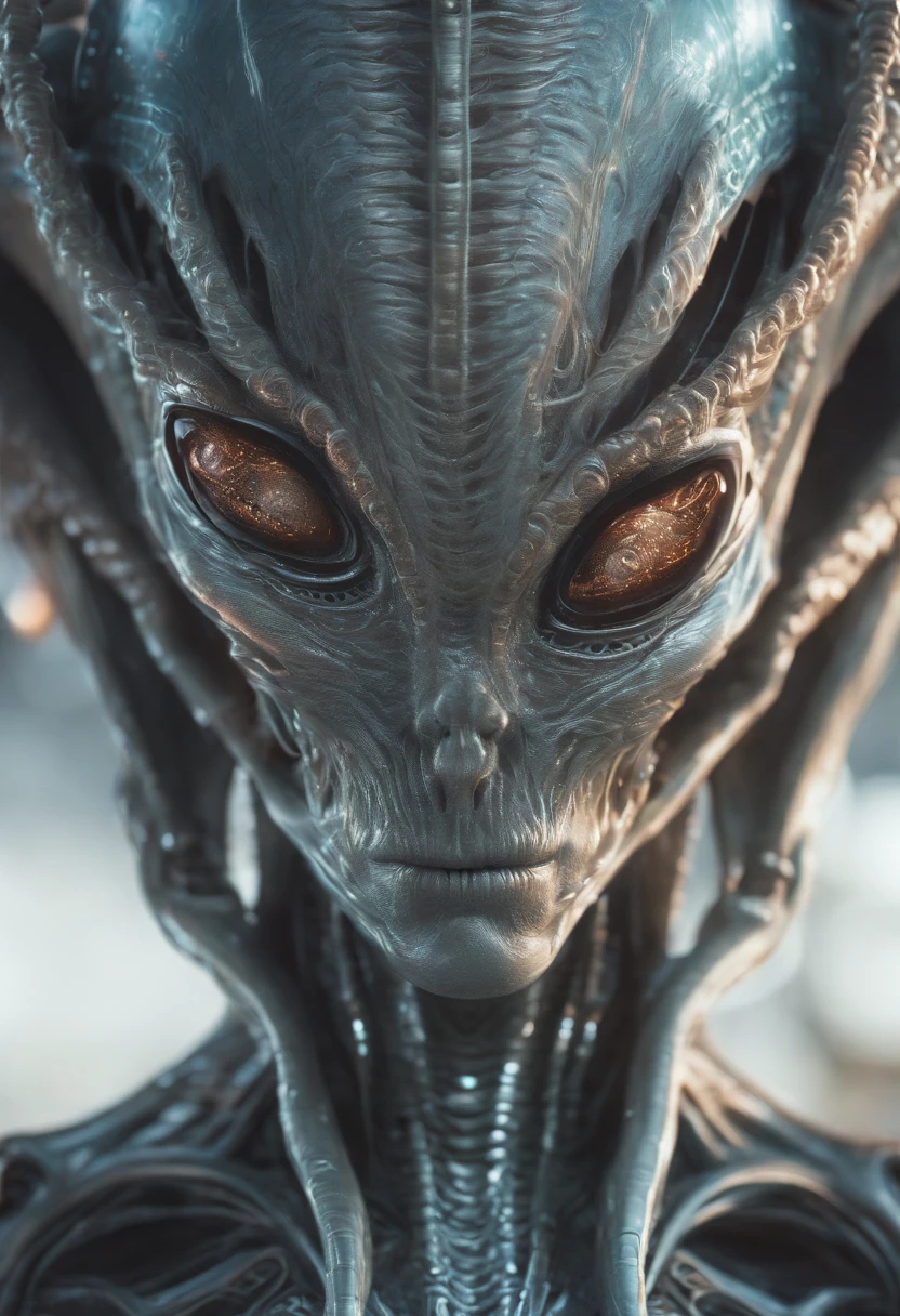 Van Terchall, A translucent ethereal alien,It has refined features in a sci-fi environment, glowing from within, Sparks and lights, Moonlight, Moon, Close-up, Realistic, Highly detailed, Intricate