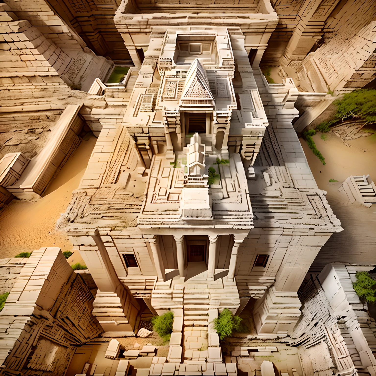 a picture taken from above of a model of a building, ancient temple, monolithic temple, sacred ancient architecture, temple, full - view, the temple of truth is white, large temples, temple background, masterpiece', a temple, ancient architecture, wonderful masterpiece, ancient persian temple dungeon, shaved temple, by Scott M. Fischer, ancient”, inside her temple, beautiful image