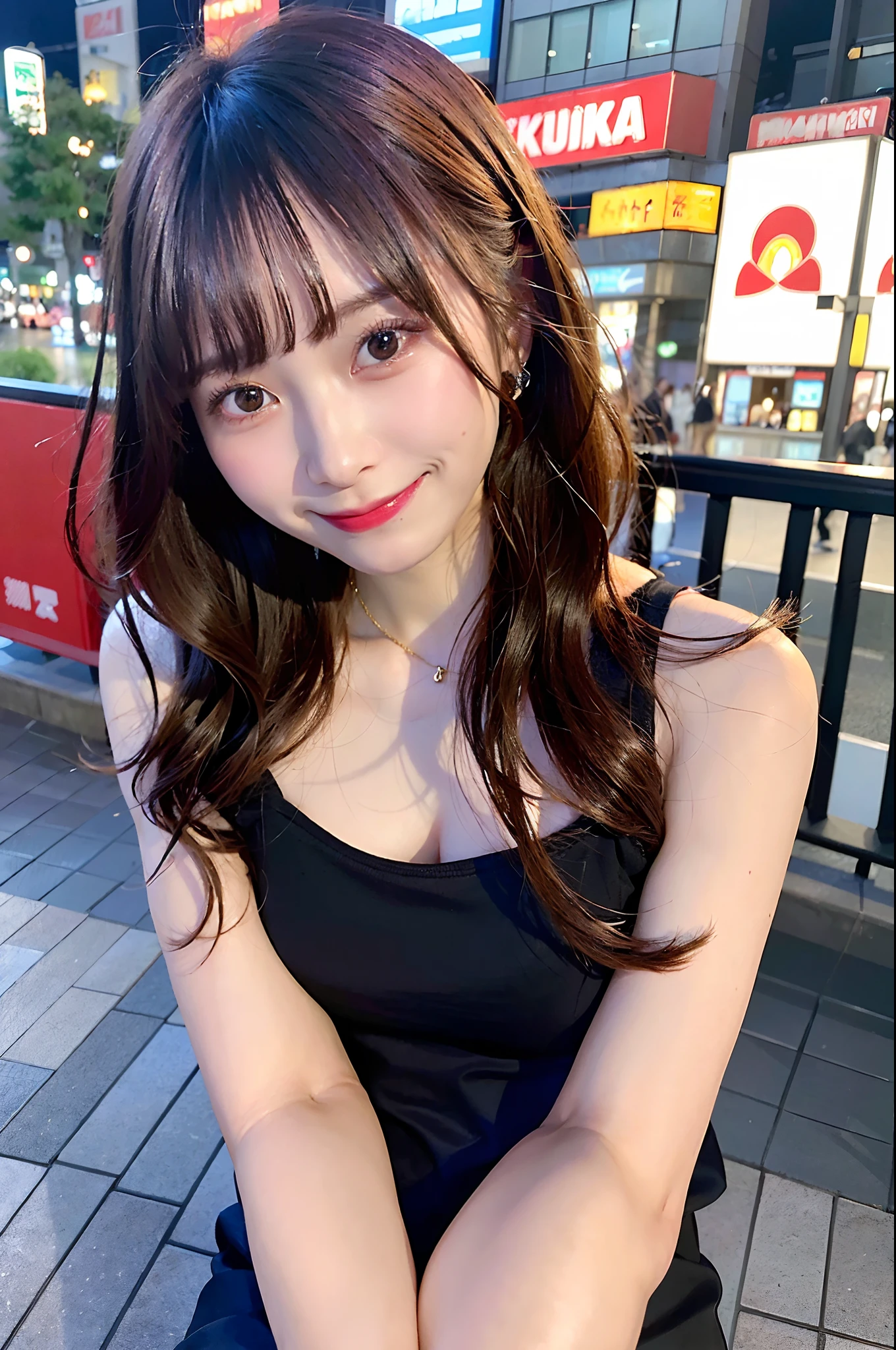 (Huge breasts 、Dark red latex transparent tube top dress、The chest area is highly transparent、Shoulder bag)、(highest quality,masterpiece:1.3,超A high resolution,),(Very detailed,Caustics),(Realistic:1.4,RAW shooting,)Ultra-Realistic Capture,Very detailed,High resolution 16K suitable for human skin、 Natural skin texture、、Skin tone is even and healthy looking、 Use natural light and color,One Woman,Japanese,,cute,Gray curly hair,Middle Hair,(Written boundary depth、chromatic aberration、、Wide range of lighting、Natural Shading、)、(Hair swaying in the wind:1.2)、Tokyo cityscape、A kind smile、big ear piercings、Necklace around the neck