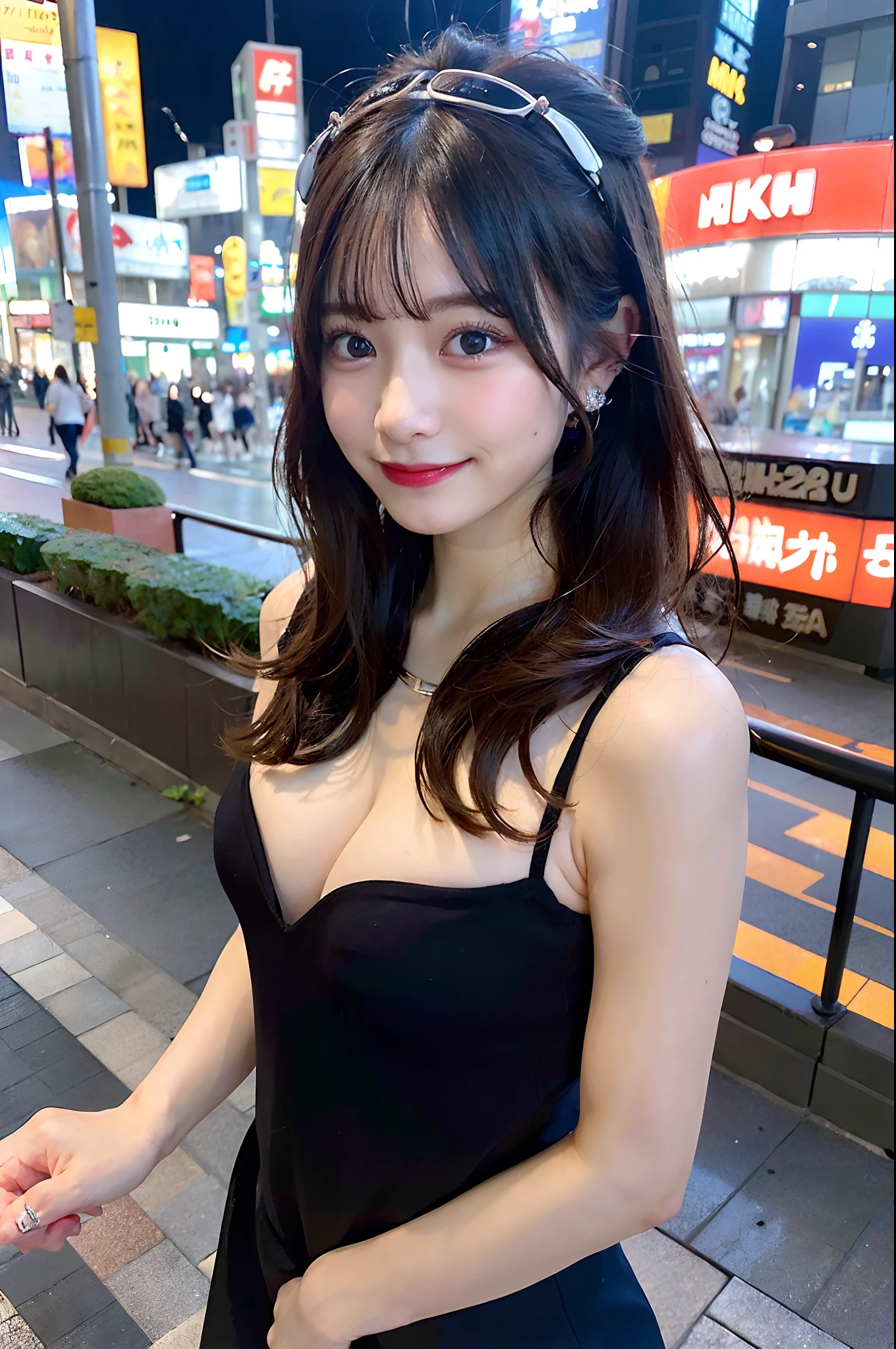 (top-quality、8K、32K、masuter piece、nffsw:1.2)、profile、(slim figure:1.2)、(s lips) 、age19、kawaii pose、Incredibly ridiculous、(Akihabara at night:1.3)、Wearing underwear、Colossal tits、二重まぶた、shinny skin、Realistic rays、mare、beauitful face、(A smile:1.3)、crouching down、(From above:1.2)、(a closeup:1.4)、blurry backround、(Front Focus)、(Dark: 1.6)、Fantasy Art、photoRealstic、Professional Lighting、extra detailed face、Award-winning、deep-shadows