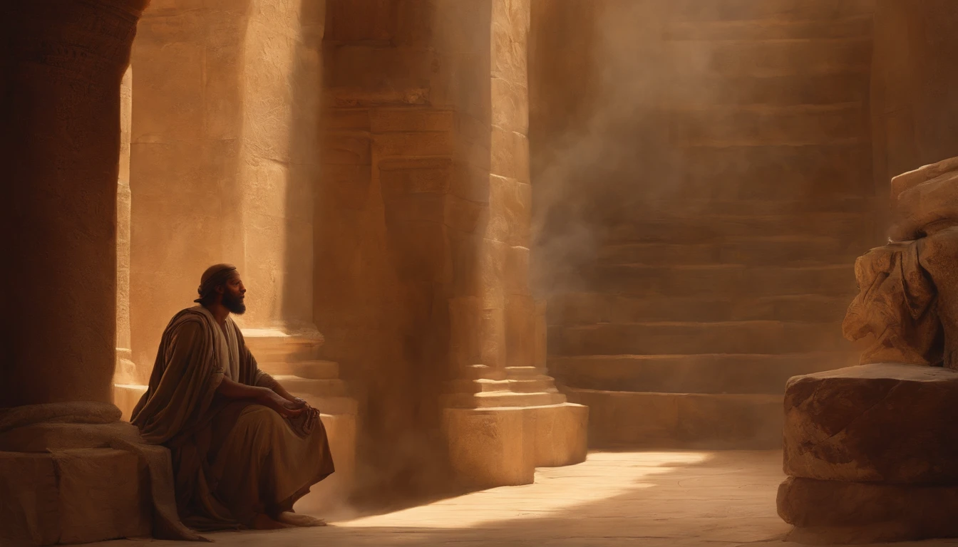 Jeremiah calls the Israelites to repentance, The Cry of the Prophet,Gatherings with large numbers of people, papyrus,Weathered parchment,Old gowns,,History reference,High-quality artwork and details,Realistic portrait style,Subtle color palette,vibrant background,natural textures,Deep Shadows,Subtle highlights,Historical accuracy,meticulous attention to detail,Emotional depth and intensity,Authentic Representation,Thought-provoking,Spiritual atmosphere,A Sense of Ancient Wisdom,Profound impact