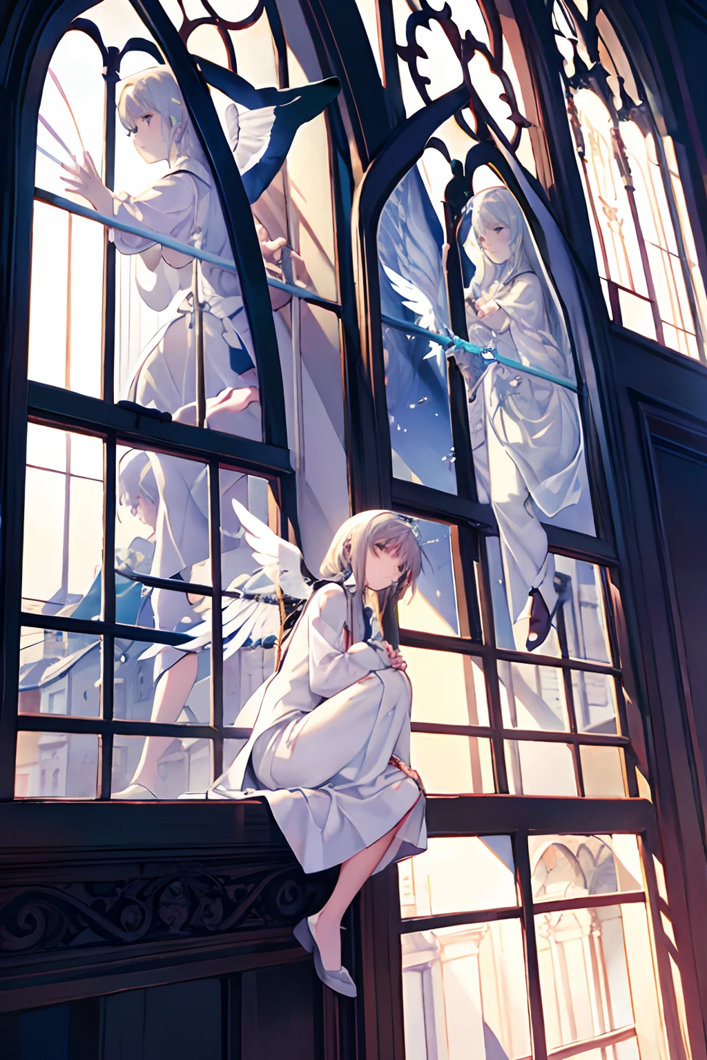 chies　window　Angel sitting at the window　Clergy women　fleeting　tears　farewell