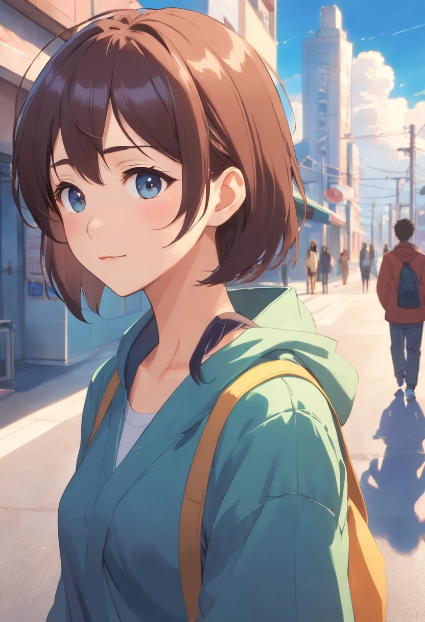 Friends who haven't seen each other in years,Memories flood into your head,His face was filled with emotions he hadn't seen in years。。,Take the letter literally,Exquisite facial features,delicated face,with blue sky and white clouds
