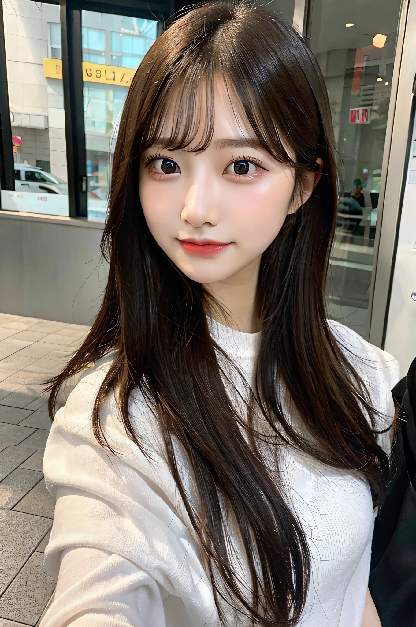 japanese、Highest quality, (beautiful)、Very delicate eyes、Brown eyes、22-year-old female、office、Date、short hair、cheeks are slightly plump、whole body、As if looking up from below