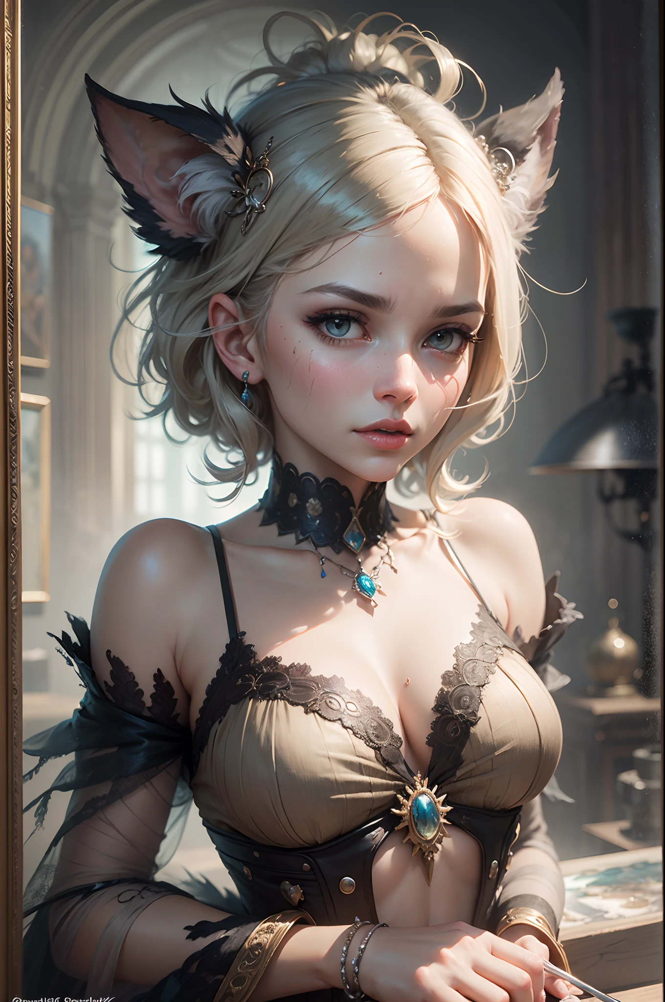 olpntng style, intricately detailed grunge gothic and fantasy stuffed animal with sequins and silver, diamonds, gemstones, glowing light from behind, furry, complex extremely hyperdetailed, Jean Baptiste Monge, Carole Buck, Tyler Edlin, perfect composition, gorgeously detailed complex insanely detailed octane rendering trend on artstation, 8 k art photography, photorealistic concept art, soft natural volume cinematic perfect light, chiaroscuro, award winning photography, masterpiece, oil on canvas, rafael, caravaggio, greg rutkowski, Beple, Bexinski, Giger, oil painting, heavy strokes, paint dripping --auto --s2