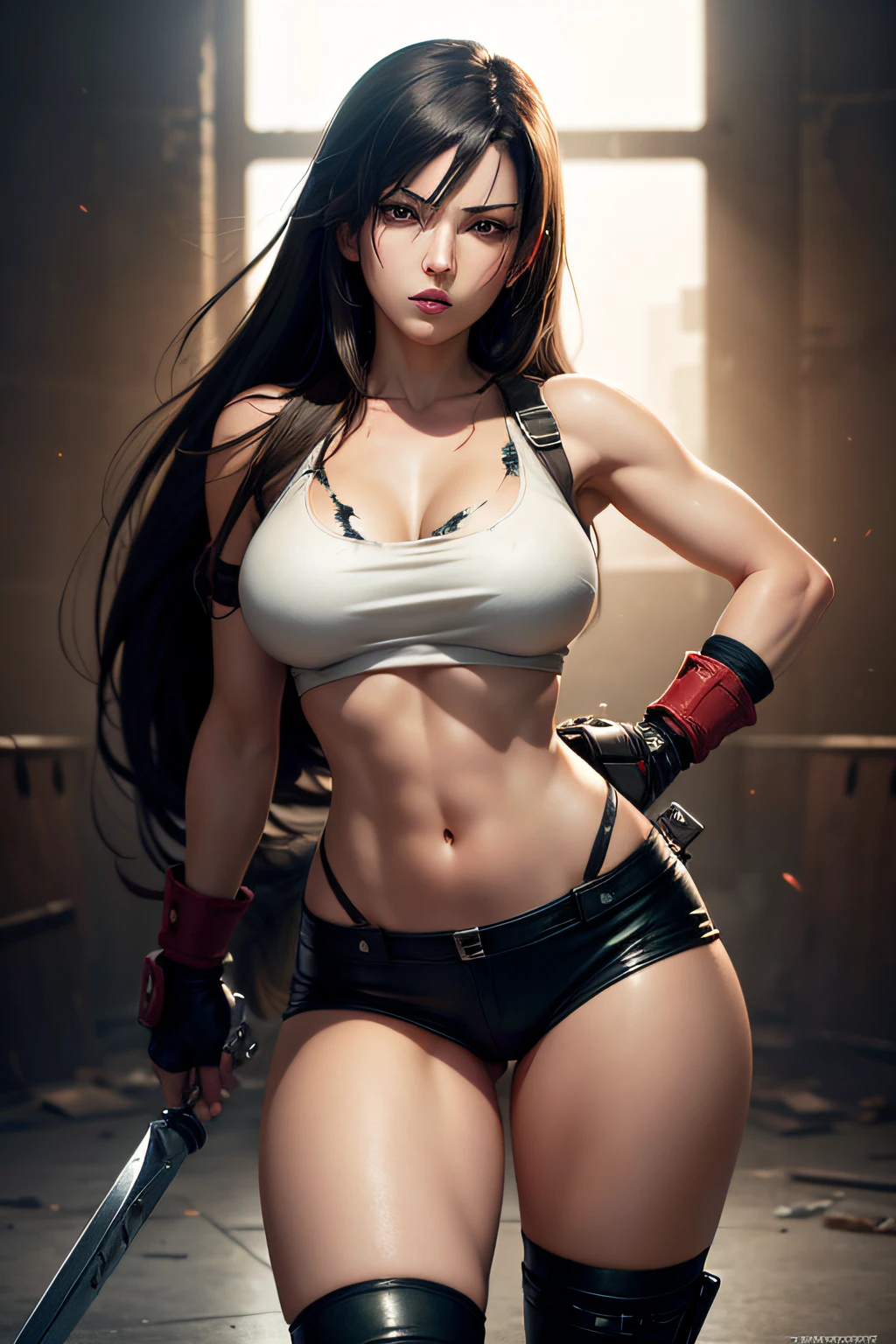Tifa from final fantasy 7 with battle damage
