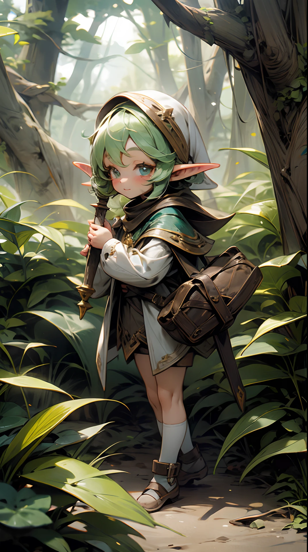 Chibi elf girl, explorer