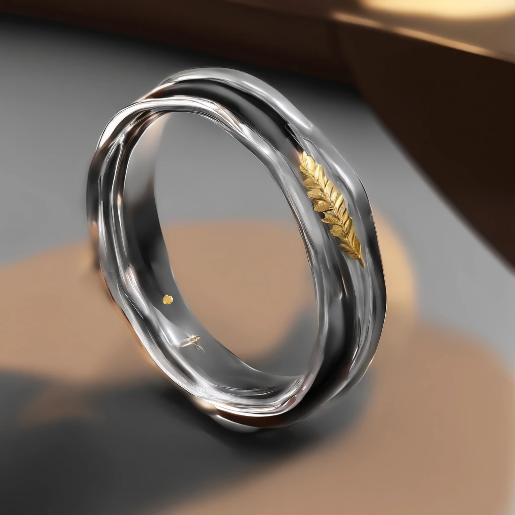 tmasterpiece，best qualtiy，rendering by octane，HDR， No Man， simple backgound， with black background， greybackground， depth of fields， gradient backgrounds， （gyuru），Silvertone，Simple details，（Small gold leaf）In the ring，