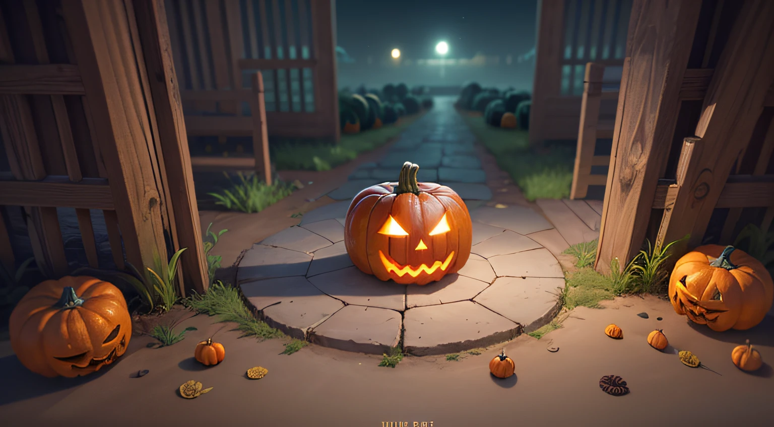 Realisticstyle，浴室，tinas，the ground，More ground，Pitch angle，pumpkins，overlooks，Halloween atmosphere game screen