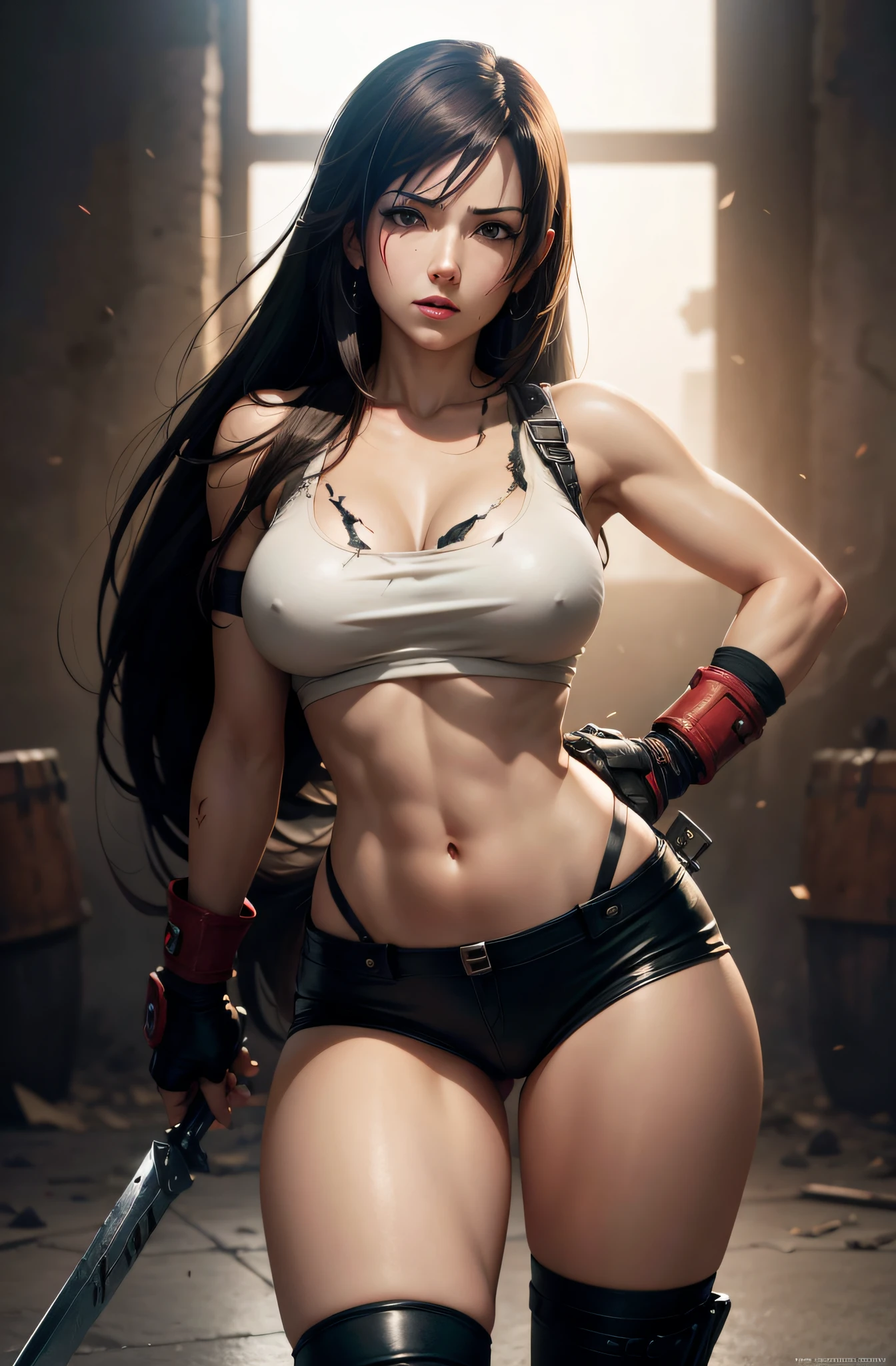 Tifa from final fantasy 7 with battle damage