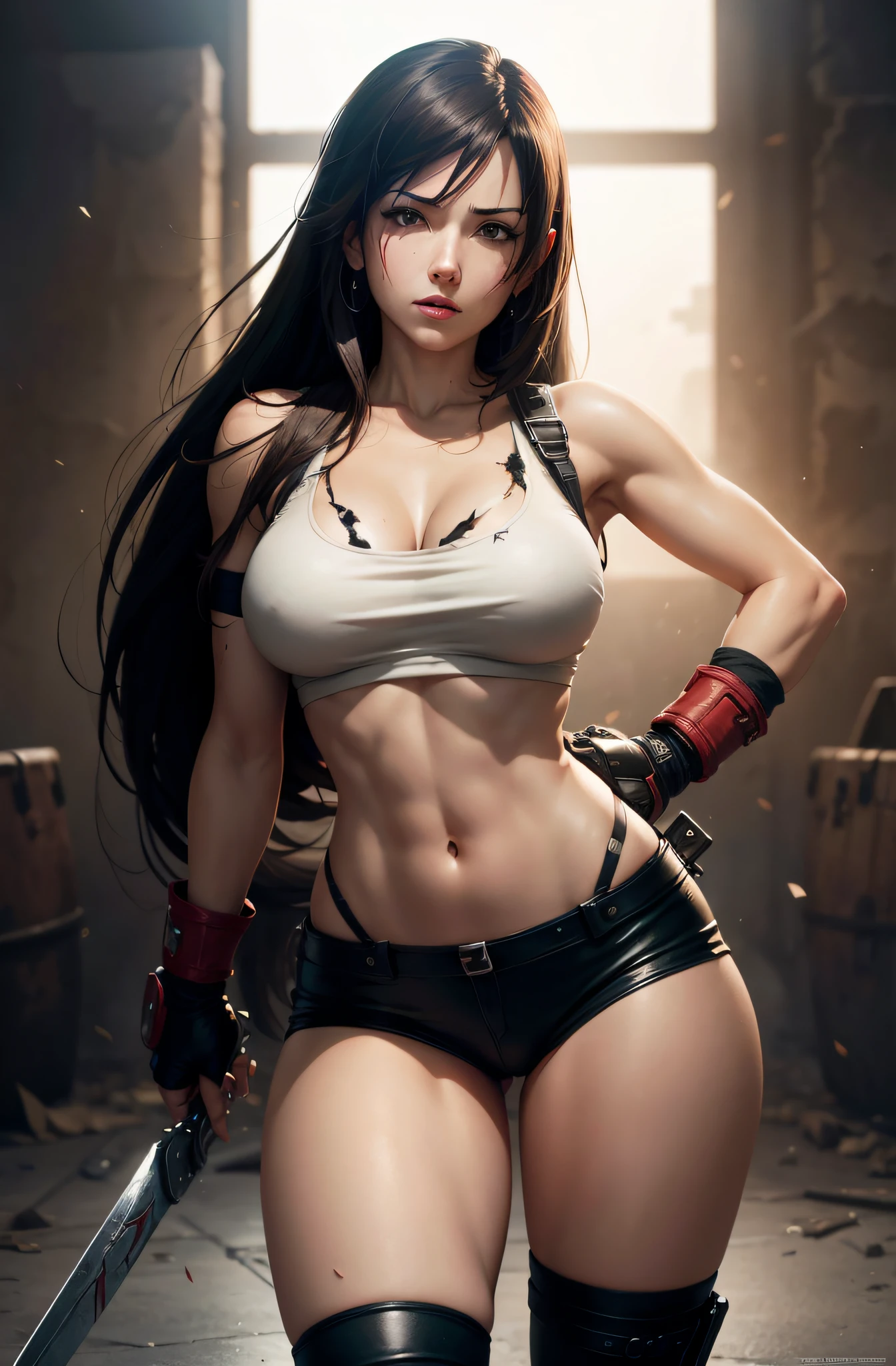 Tifa from final fantasy 7 with battle damage