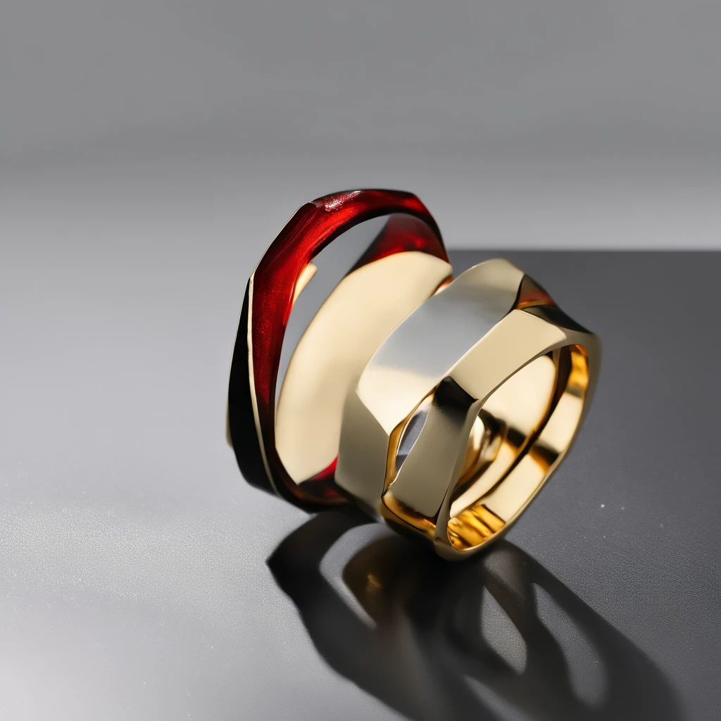 Yellow gold ring,It shines with a noble golden light,The golden-red tone is filled with dark-style graphics,simple backgound, with black background,Simple details