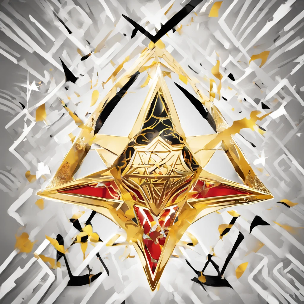 Yellow gold ring，Pentagram pattern，It shines with a noble golden light，The golden-red tone is filled with dark-style graphics，simple backgound， with black background，Simple details