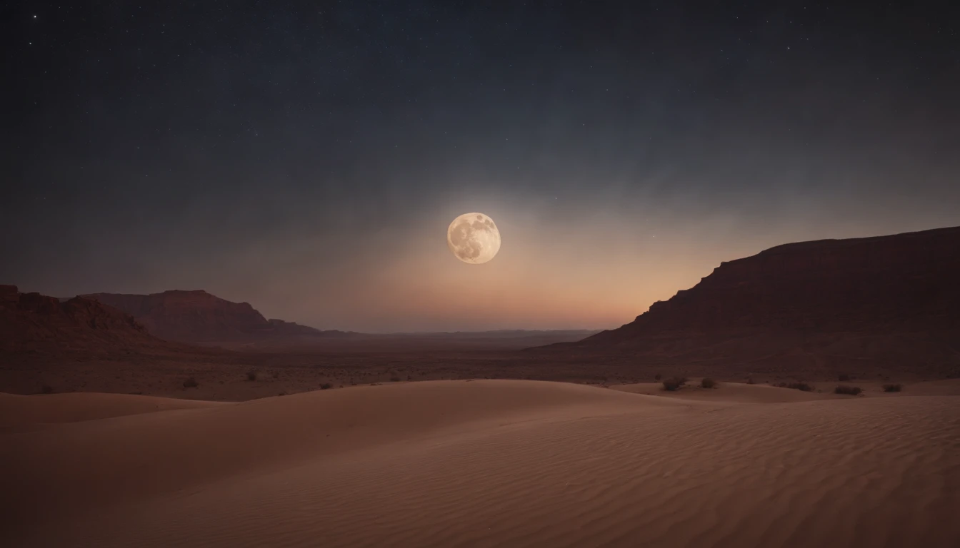 Moon Night,A desert,The stars are beautiful
