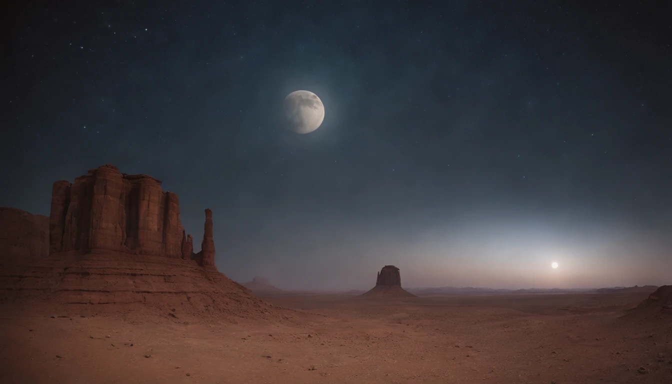 Moon Night,A desert,The stars are beautiful