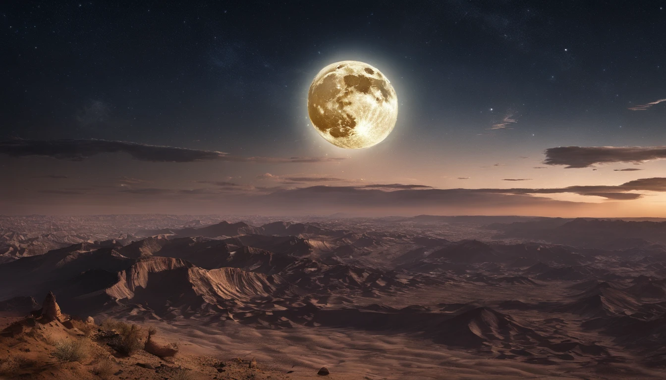Moon Night,A desert,The stars are beautiful