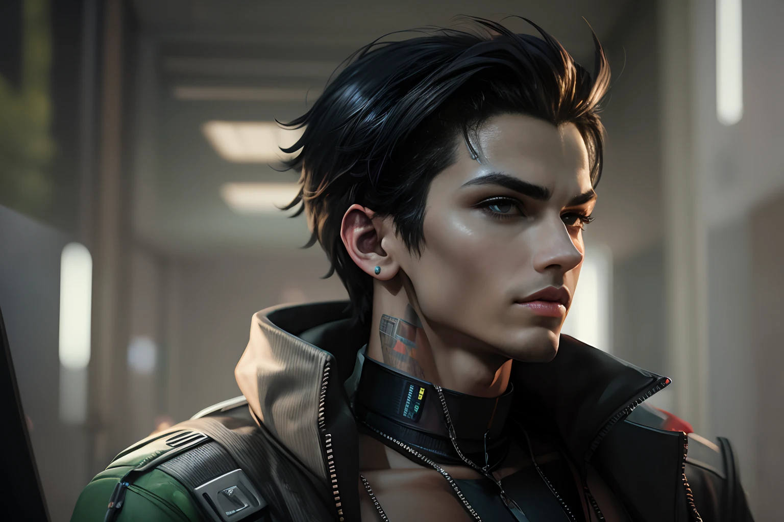 Background change to cyberpunk, handsome boy, ultra realistic,