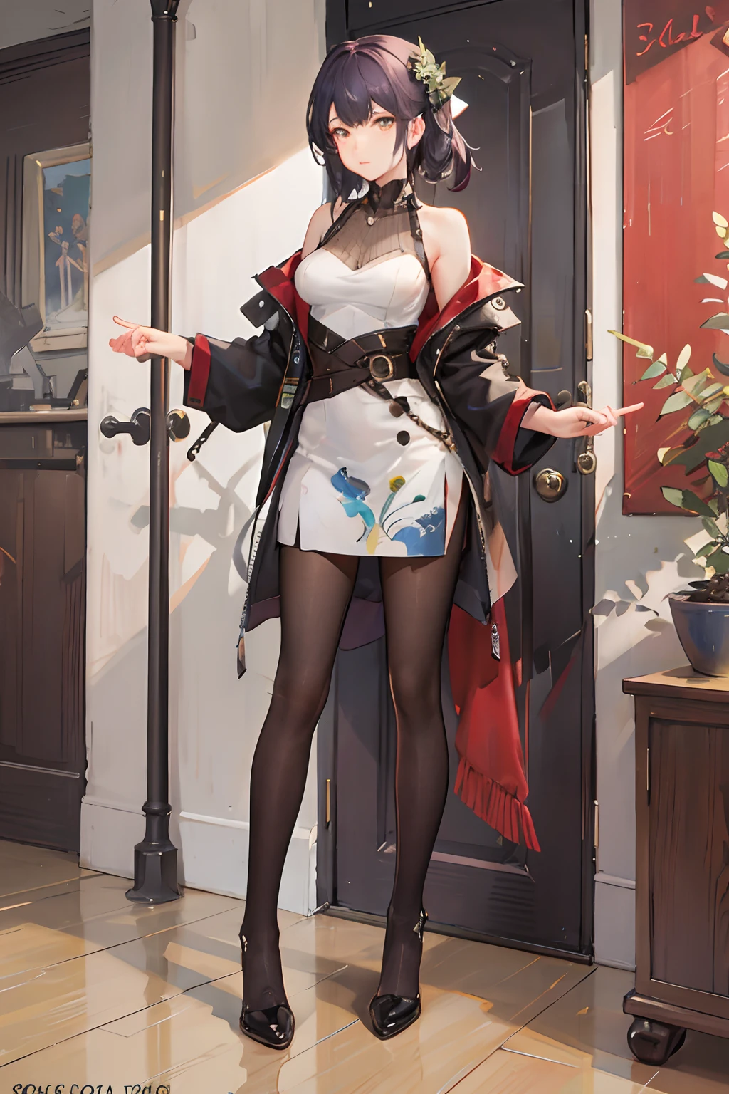 (brown hair,Off the shoulder dress,priest style,clothing,white,whole body,one person,girl,shorter height,medium short hair length) (best quality,4K,8K,high resolution,masterpiece:1.2),Super detailed,(actual,photoactual,photo-actual:1.37),high dynamic range,ultra high definition,studio lighting,Ultra-fine coating,sharp focus,Physically based rendering,extremely detailed description,professional,bright colors,Bokeh,portrait,flat chest,clothing上有小齿轮标志
