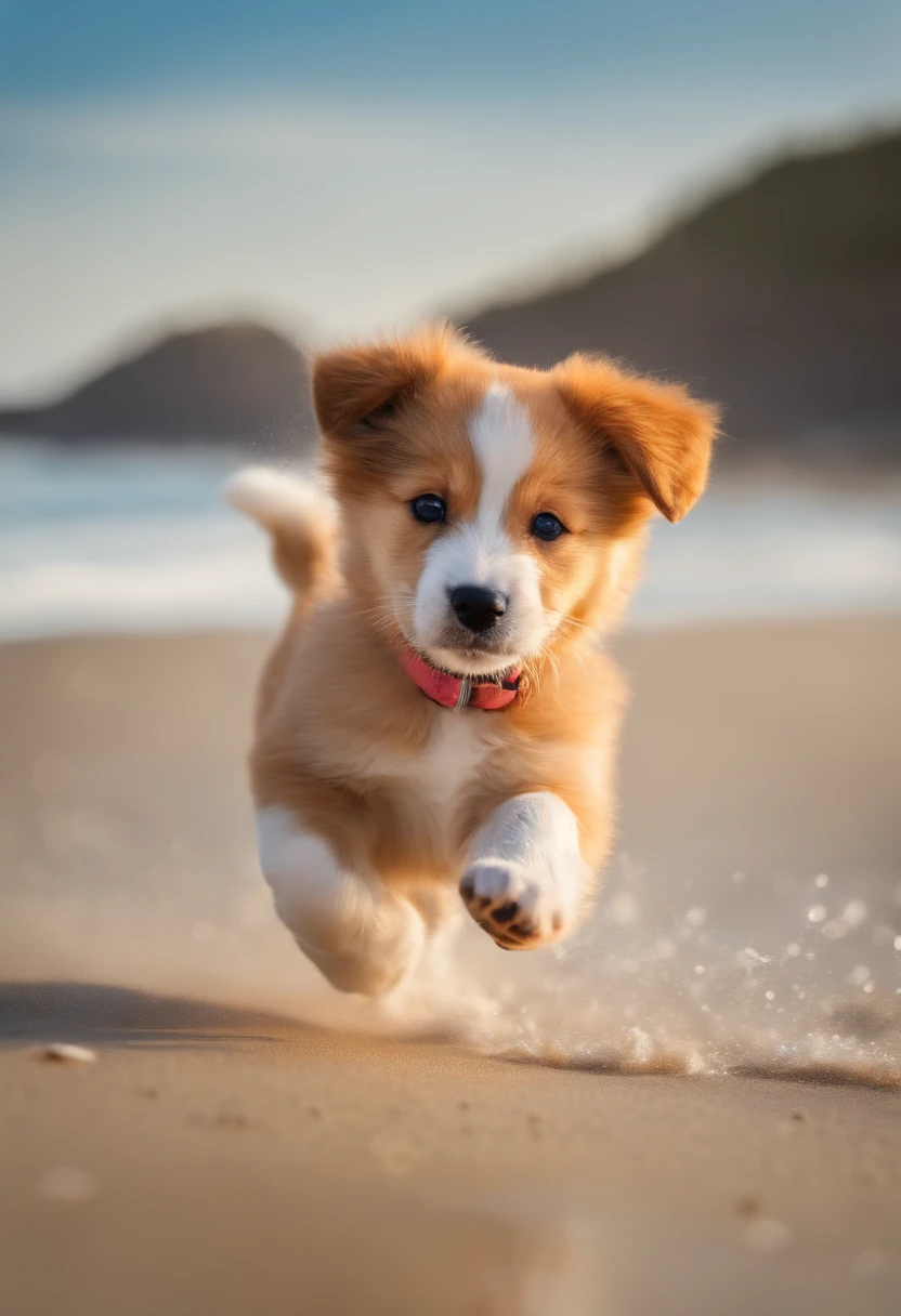 Beach cute puppy