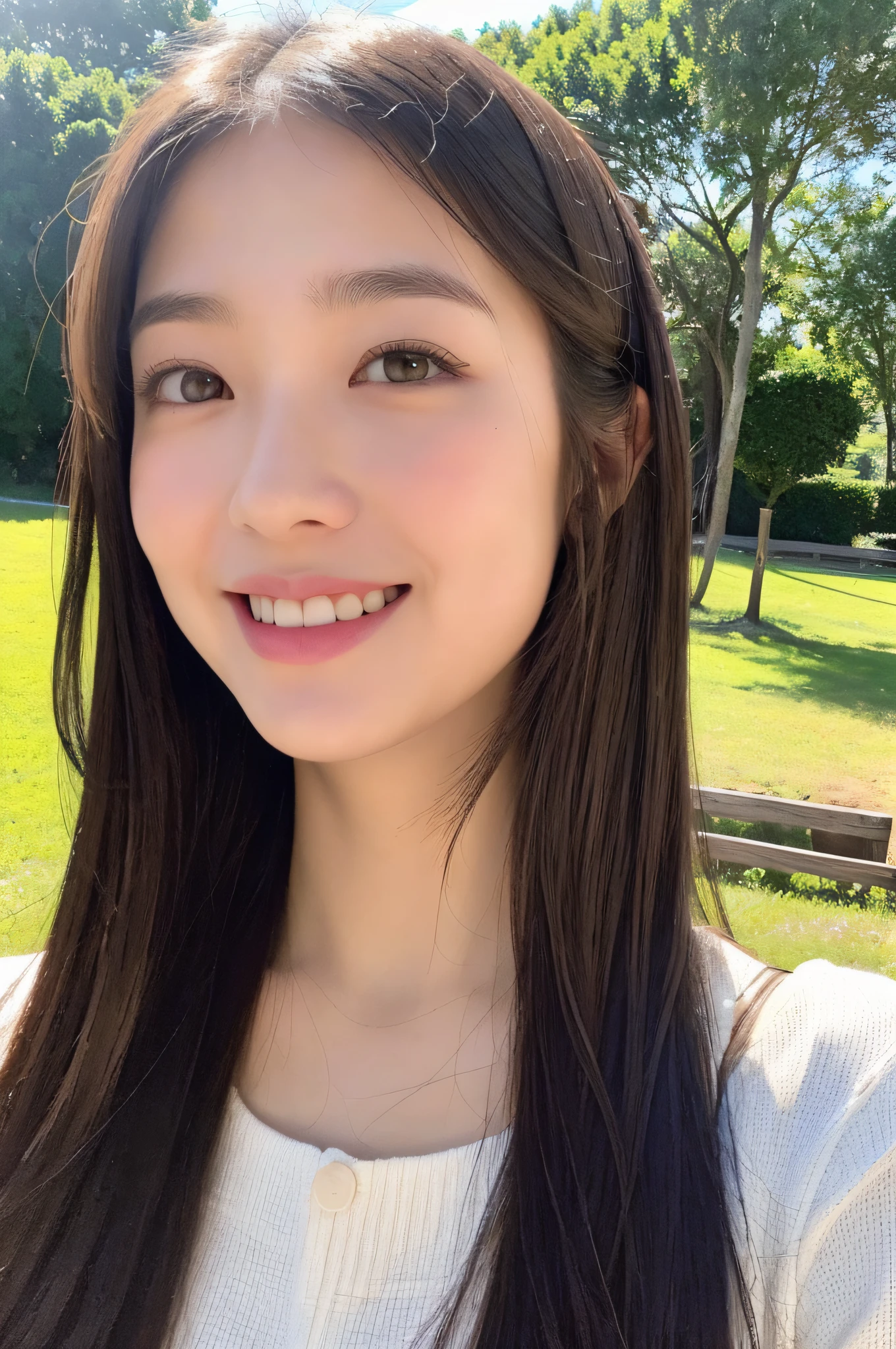 (RAW Photography:1.2)、(Photorealsitic:1.4)、(​masterpiece:1.3)、(top-quality:1.4)、超A high resolution、(A detailed eye)、(detailed facial features)、(detailed clothes features)、HDR、8K分辨率、solofocus、bangss、Skin tightening、(shinny skin)、(Slender girl)、dream-like、 (Extreme detail)、Confirmation of commentary、Request for commentary、landscapes、without text、 Virtual Girl-Aim、 1girl in、full bodyesbian、 cute little、innocence、 (a smile)、1人、